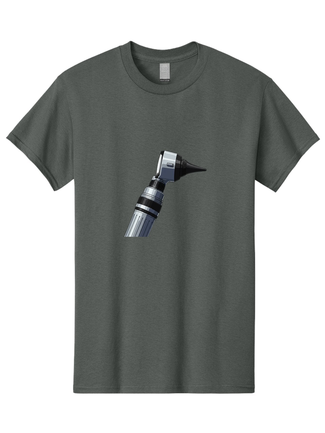 Otoscope Men'S Graphic Tee, 100% Cotton, Comfortable Casual Summer Wear, Machine Washable, Otoscope For Ear Examination, Medical Device, Healthcare Equipment, Doctor'S Tool, Silver And Black Design, Ear Inspection Bab059 9