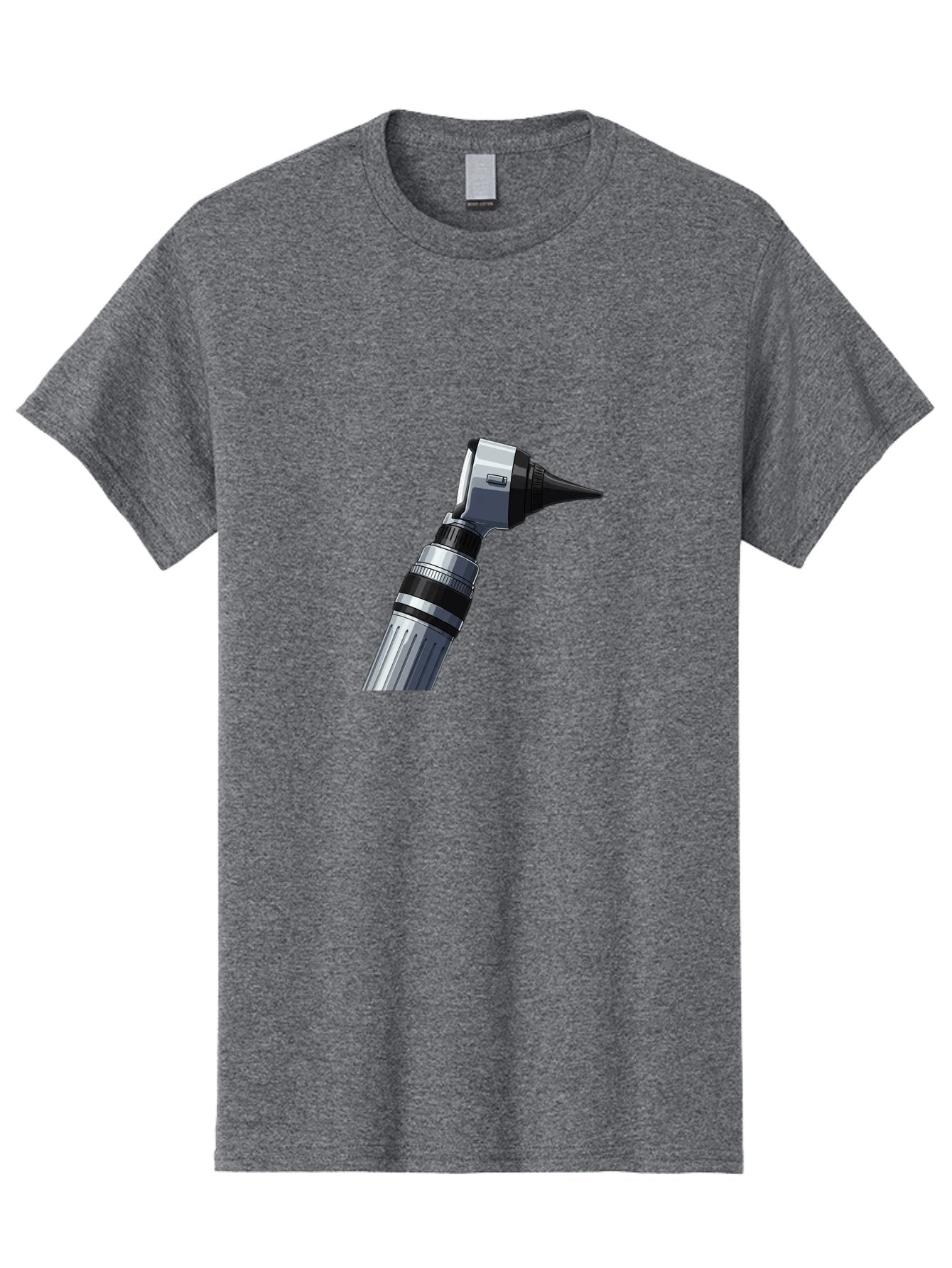 Otoscope Men'S Graphic Tee, 100% Cotton, Comfortable Casual Summer Wear, Machine Washable, Otoscope For Ear Examination, Medical Device, Healthcare Equipment, Doctor'S Tool, Silver And Black Design, Ear Inspection Bab059 8