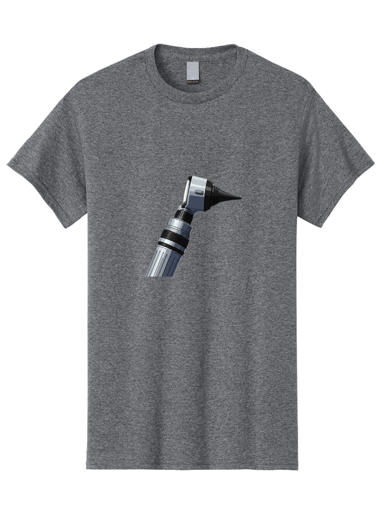 Otoscope Men'S Graphic Tee, 100% Cotton, Comfortable Casual Summer Wear, Machine Washable, Otoscope For Ear Examination, Medical Device, Healthcare Equipment, Doctor'S Tool, Silver And Black Design, Ear Inspection Bab059 11