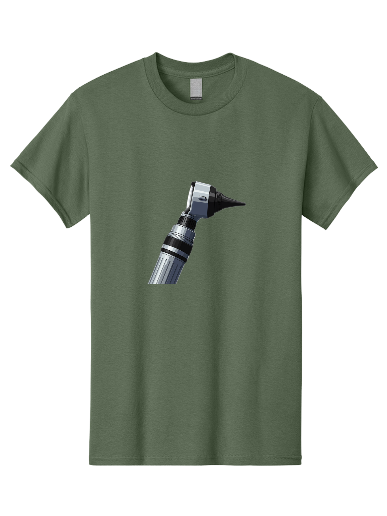 Otoscope Men'S Graphic Tee, 100% Cotton, Comfortable Casual Summer Wear, Machine Washable, Otoscope For Ear Examination, Medical Device, Healthcare Equipment, Doctor'S Tool, Silver And Black Design, Ear Inspection Bab059 3