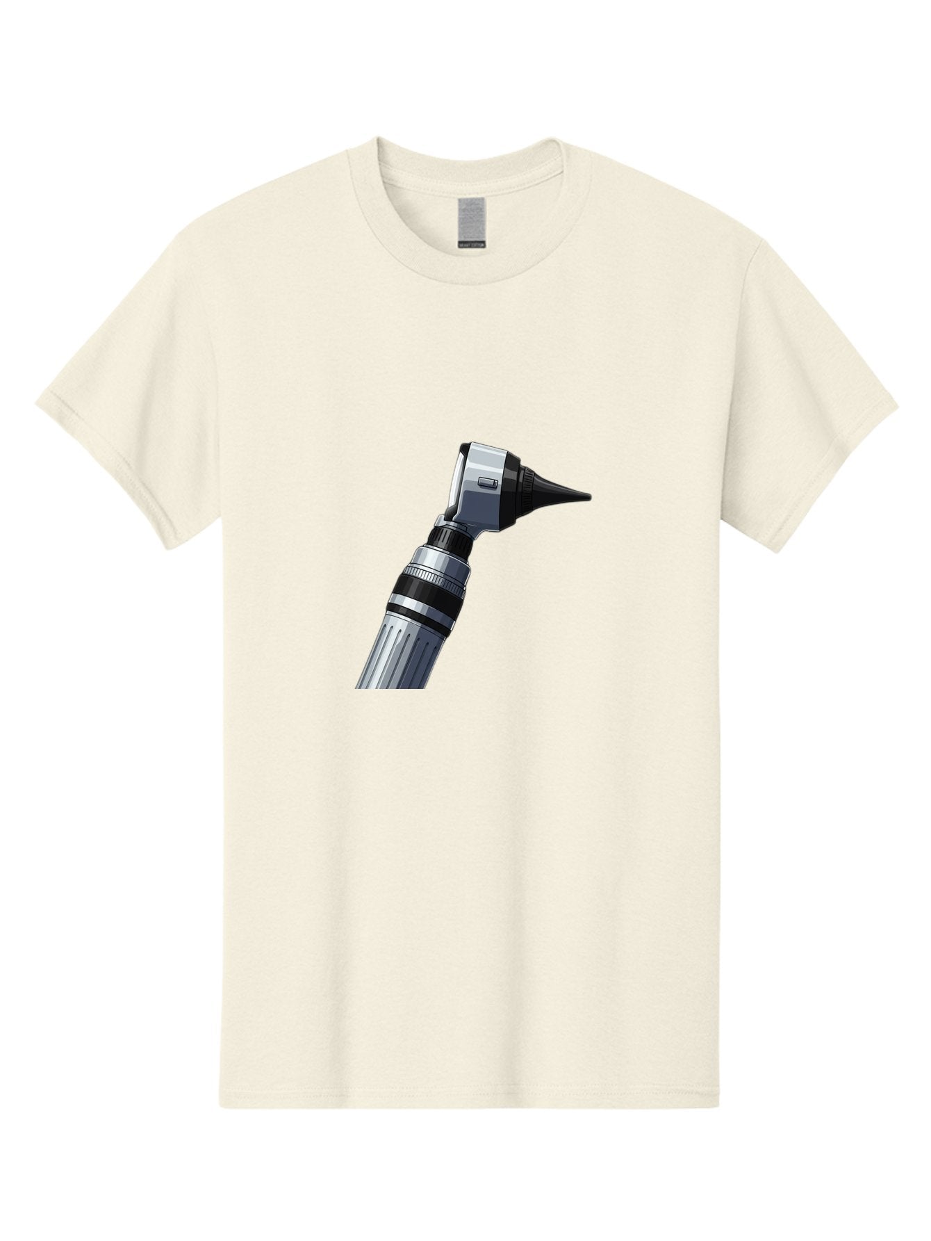 Otoscope Men'S Graphic Tee, 100% Cotton, Comfortable Casual Summer Wear, Machine Washable, Otoscope For Ear Examination, Medical Device, Healthcare Equipment, Doctor'S Tool, Silver And Black Design, Ear Inspection Bab059 15