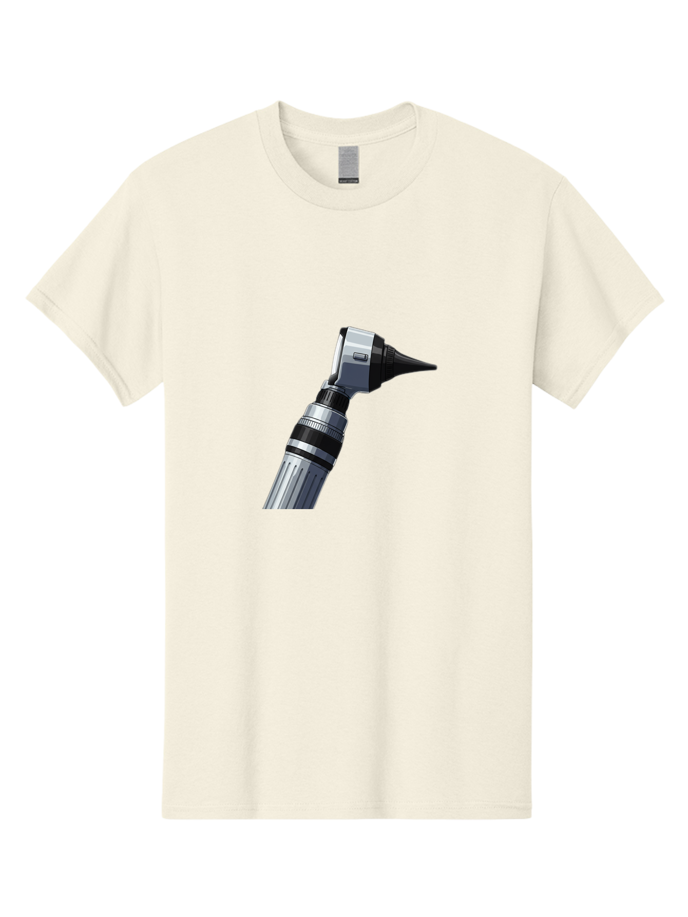 Otoscope Men'S Graphic Tee, 100% Cotton, Comfortable Casual Summer Wear, Machine Washable, Otoscope For Ear Examination, Medical Device, Healthcare Equipment, Doctor'S Tool, Silver And Black Design, Ear Inspection Bab059