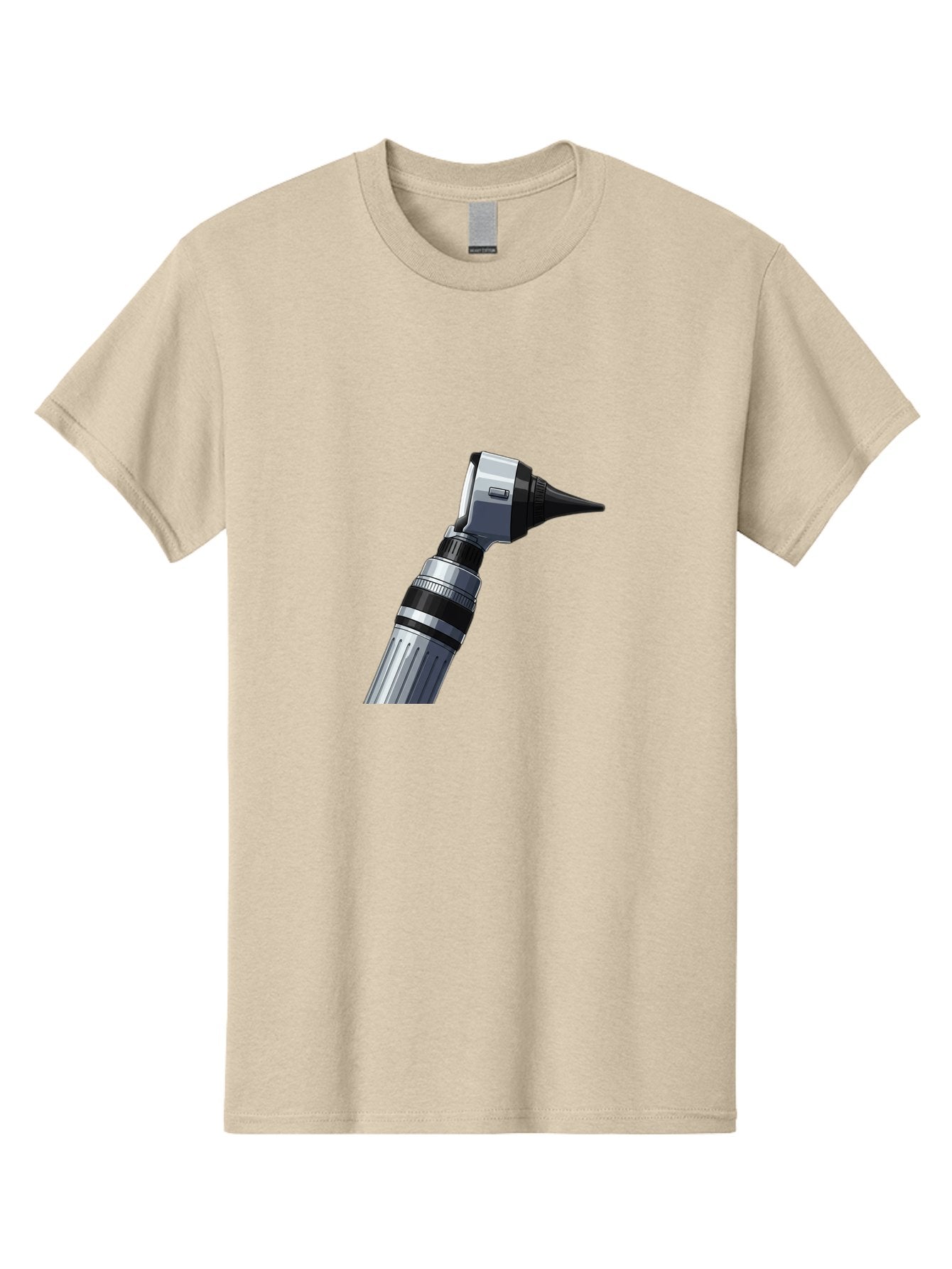 Otoscope Men'S Graphic Tee, 100% Cotton, Comfortable Casual Summer Wear, Machine Washable, Otoscope For Ear Examination, Medical Device, Healthcare Equipment, Doctor'S Tool, Silver And Black Design, Ear Inspection Bab059