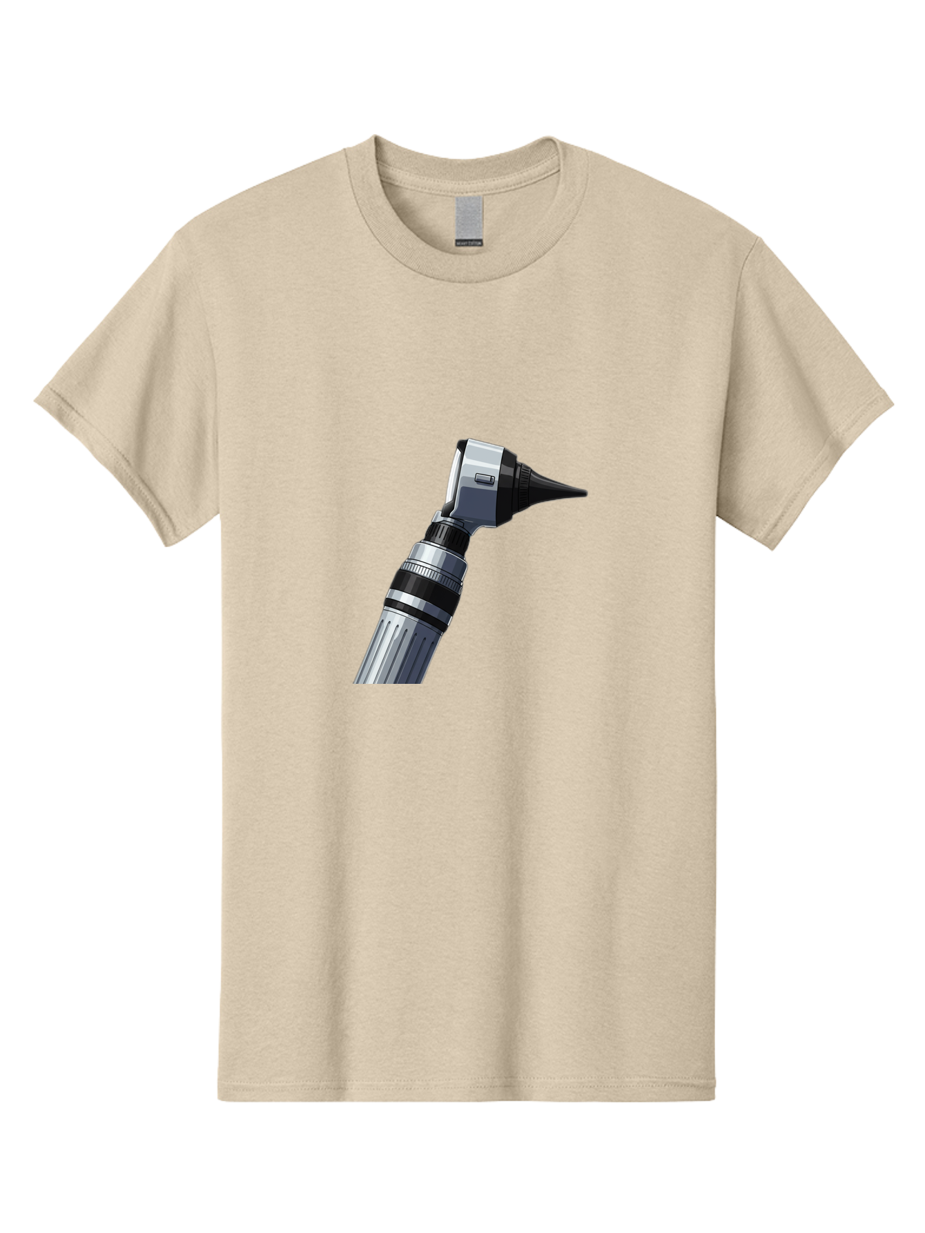Otoscope Men'S Graphic Tee, 100% Cotton, Comfortable Casual Summer Wear, Machine Washable, Otoscope For Ear Examination, Medical Device, Healthcare Equipment, Doctor'S Tool, Silver And Black Design, Ear Inspection Bab059 19