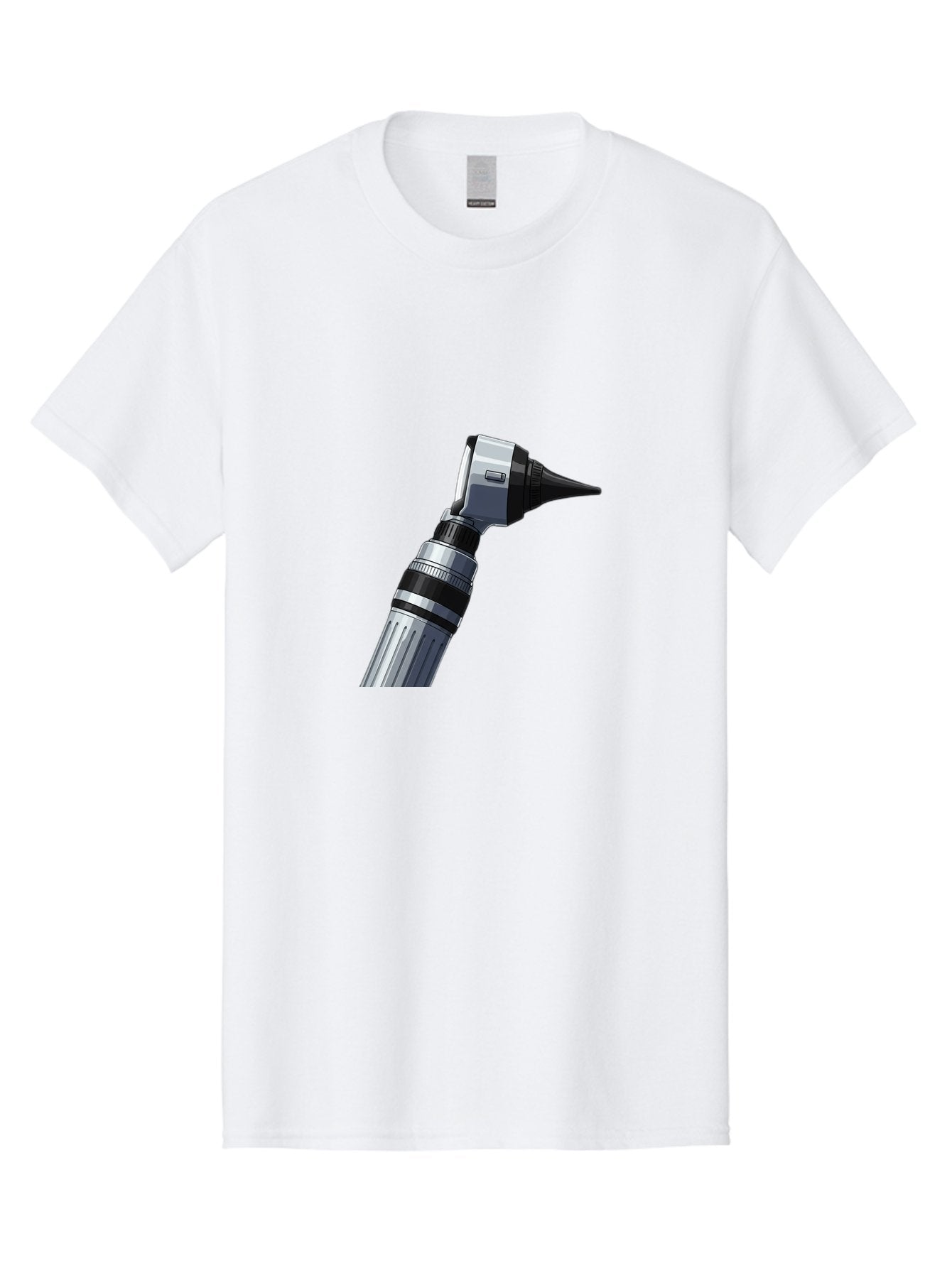 Otoscope Men'S Graphic Tee, 100% Cotton, Comfortable Casual Summer Wear, Machine Washable, Otoscope For Ear Examination, Medical Device, Healthcare Equipment, Doctor'S Tool, Silver And Black Design, Ear Inspection Bab059 3