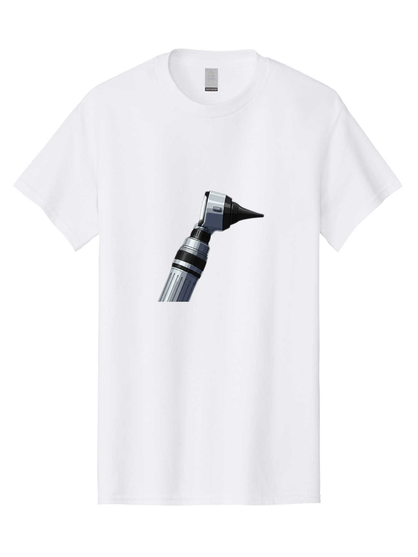 Otoscope Men'S Graphic Tee, 100% Cotton, Comfortable Casual Summer Wear, Machine Washable, Otoscope For Ear Examination, Medical Device, Healthcare Equipment, Doctor'S Tool, Silver And Black Design, Ear Inspection Bab059 17