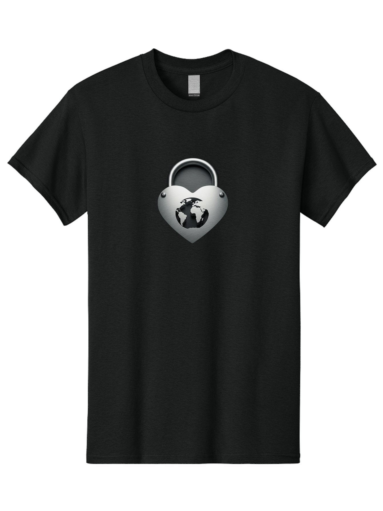 Padlock-Heart Men'S Graphic Tee, 100% Cotton, Comfortable Casual Summer Wear, Machine Washable, Heart Shaped Padlock, Global Protection, Security Symbol, Love For The Planet, World Unity, Secure Future, Global Safety, Heart Icon Bab060 15