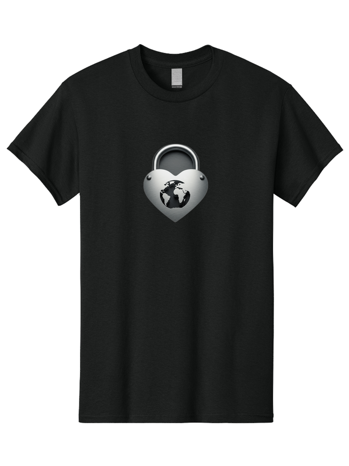 Padlock-Heart Men'S Graphic Tee, 100% Cotton, Comfortable Casual Summer Wear, Machine Washable, Heart Shaped Padlock, Global Protection, Security Symbol, Love For The Planet, World Unity, Secure Future, Global Safety, Heart Icon Bab060