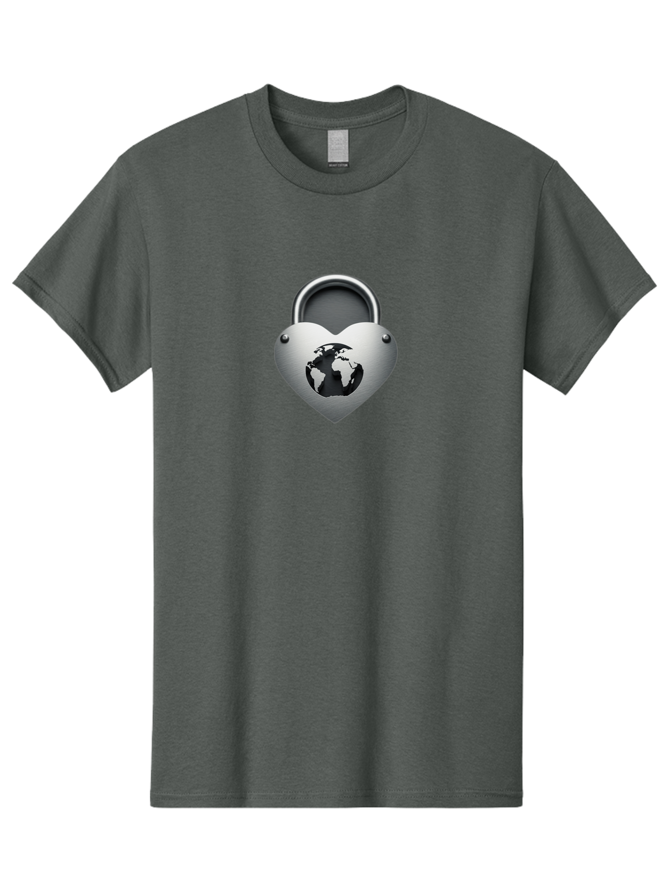 Padlock-Heart Men'S Graphic Tee, 100% Cotton, Comfortable Casual Summer Wear, Machine Washable, Heart Shaped Padlock, Global Protection, Security Symbol, Love For The Planet, World Unity, Secure Future, Global Safety, Heart Icon Bab060 7