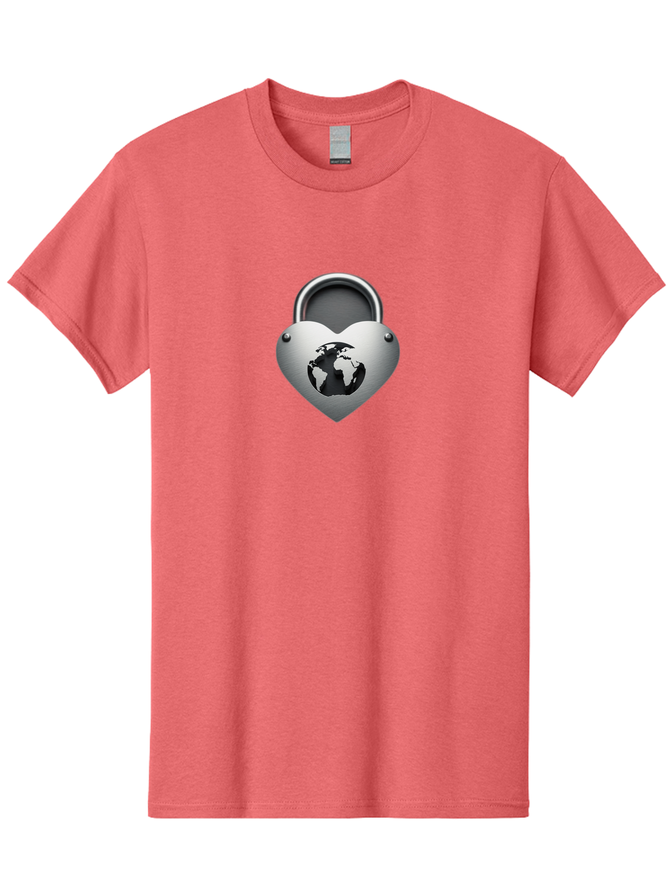 Padlock-Heart Men'S Graphic Tee, 100% Cotton, Comfortable Casual Summer Wear, Machine Washable, Heart Shaped Padlock, Global Protection, Security Symbol, Love For The Planet, World Unity, Secure Future, Global Safety, Heart Icon Bab060 11