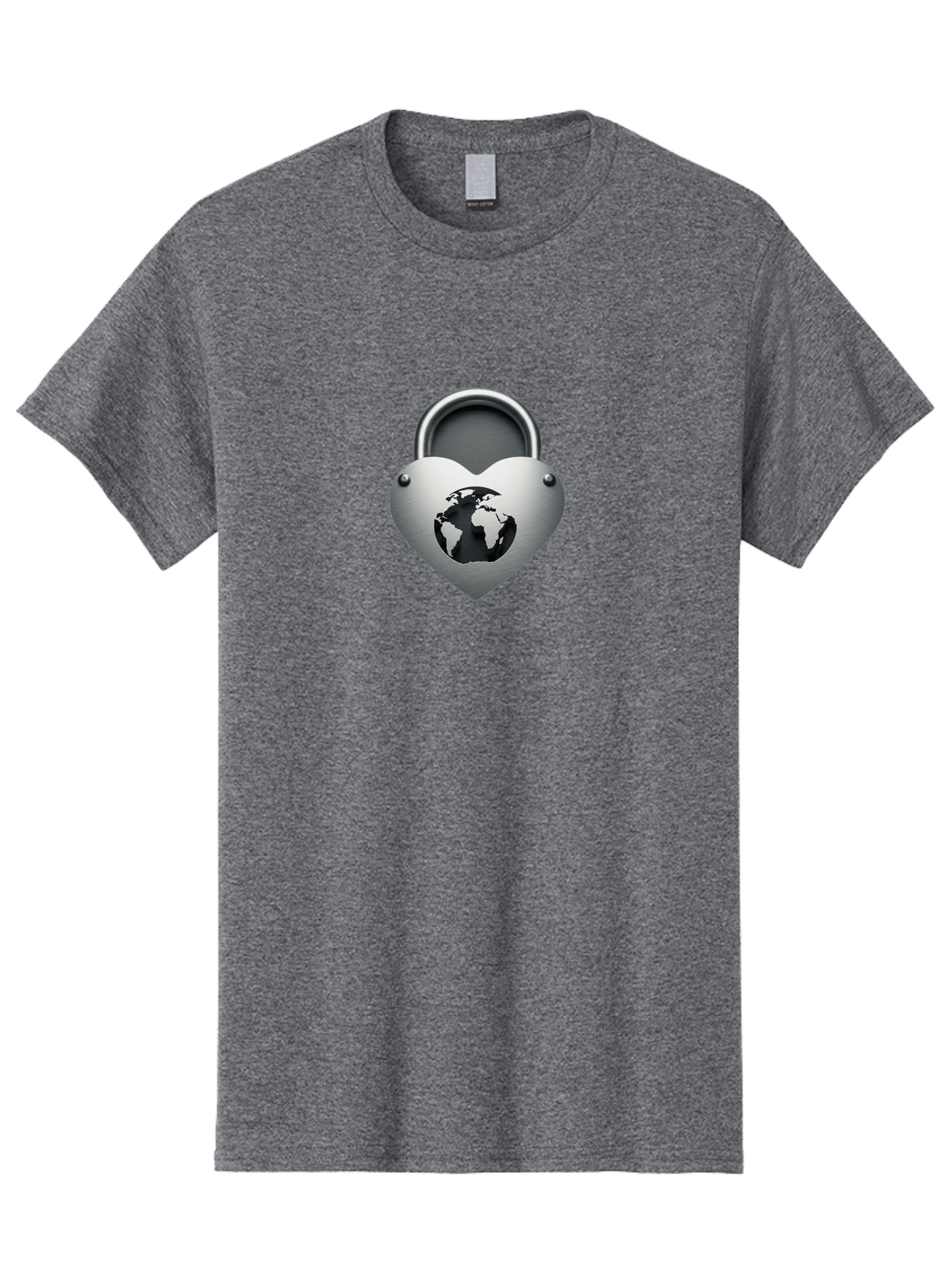 Padlock-Heart Men'S Graphic Tee, 100% Cotton, Comfortable Casual Summer Wear, Machine Washable, Heart Shaped Padlock, Global Protection, Security Symbol, Love For The Planet, World Unity, Secure Future, Global Safety, Heart Icon Bab060 17