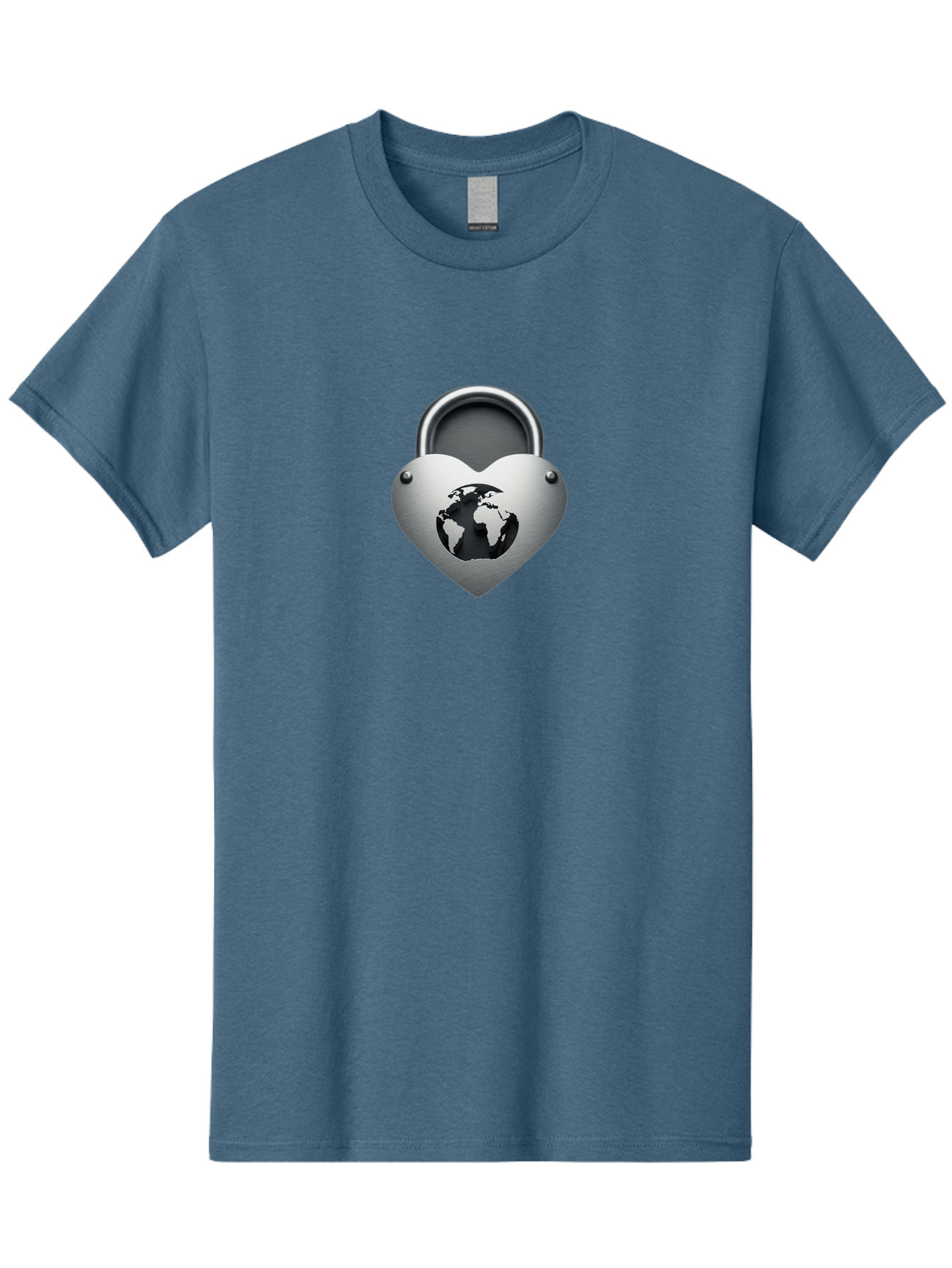 Padlock-Heart Men'S Graphic Tee, 100% Cotton, Comfortable Casual Summer Wear, Machine Washable, Heart Shaped Padlock, Global Protection, Security Symbol, Love For The Planet, World Unity, Secure Future, Global Safety, Heart Icon Bab060 21