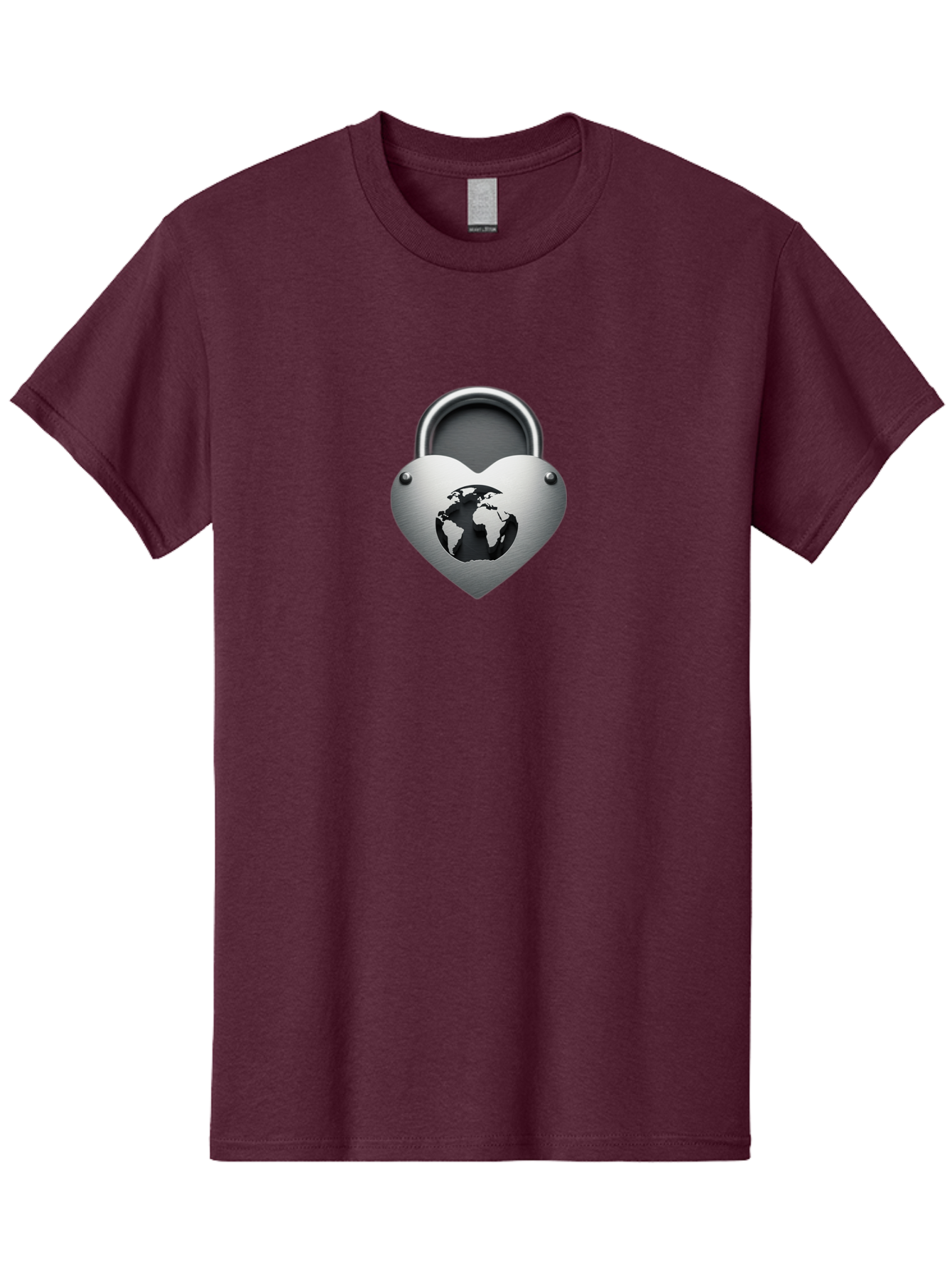 Padlock-Heart Men'S Graphic Tee, 100% Cotton, Comfortable Casual Summer Wear, Machine Washable, Heart Shaped Padlock, Global Protection, Security Symbol, Love For The Planet, World Unity, Secure Future, Global Safety, Heart Icon Bab060 19