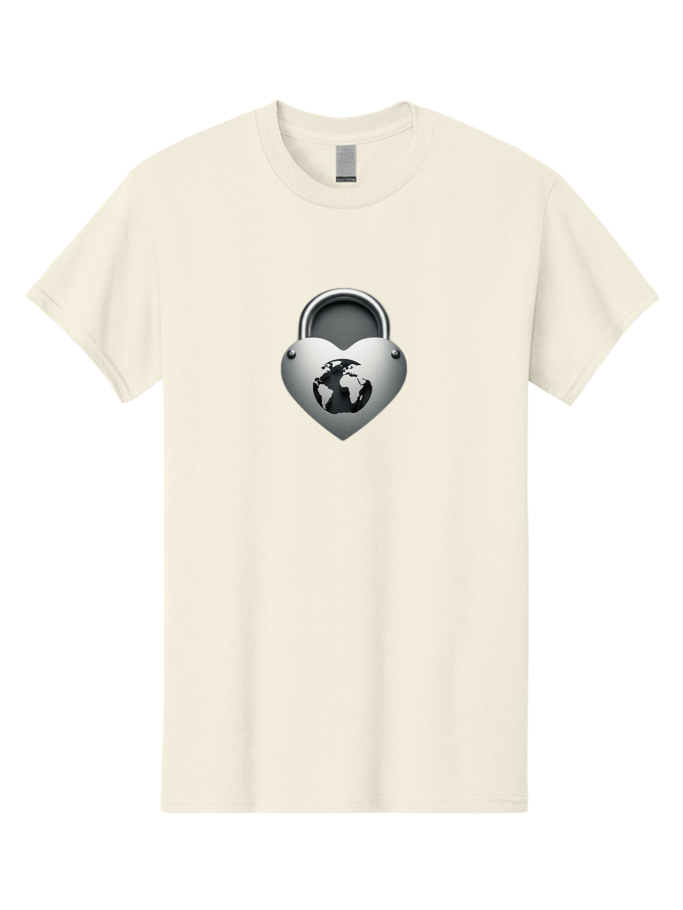Padlock-Heart Men'S Graphic Tee, 100% Cotton, Comfortable Casual Summer Wear, Machine Washable, Heart Shaped Padlock, Global Protection, Security Symbol, Love For The Planet, World Unity, Secure Future, Global Safety, Heart Icon Bab060 23