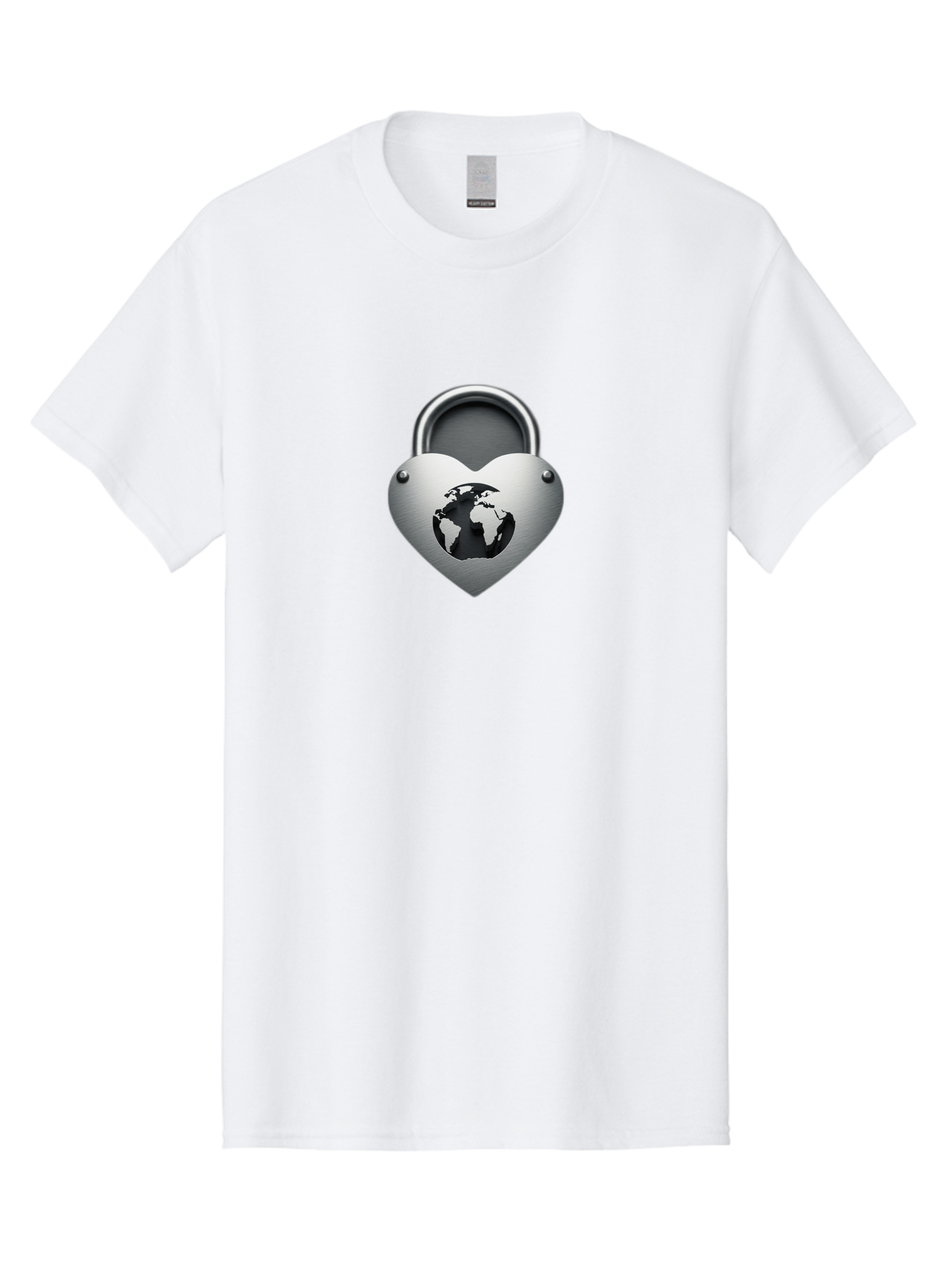 Padlock-Heart Men'S Graphic Tee, 100% Cotton, Comfortable Casual Summer Wear, Machine Washable, Heart Shaped Padlock, Global Protection, Security Symbol, Love For The Planet, World Unity, Secure Future, Global Safety, Heart Icon Bab060 29
