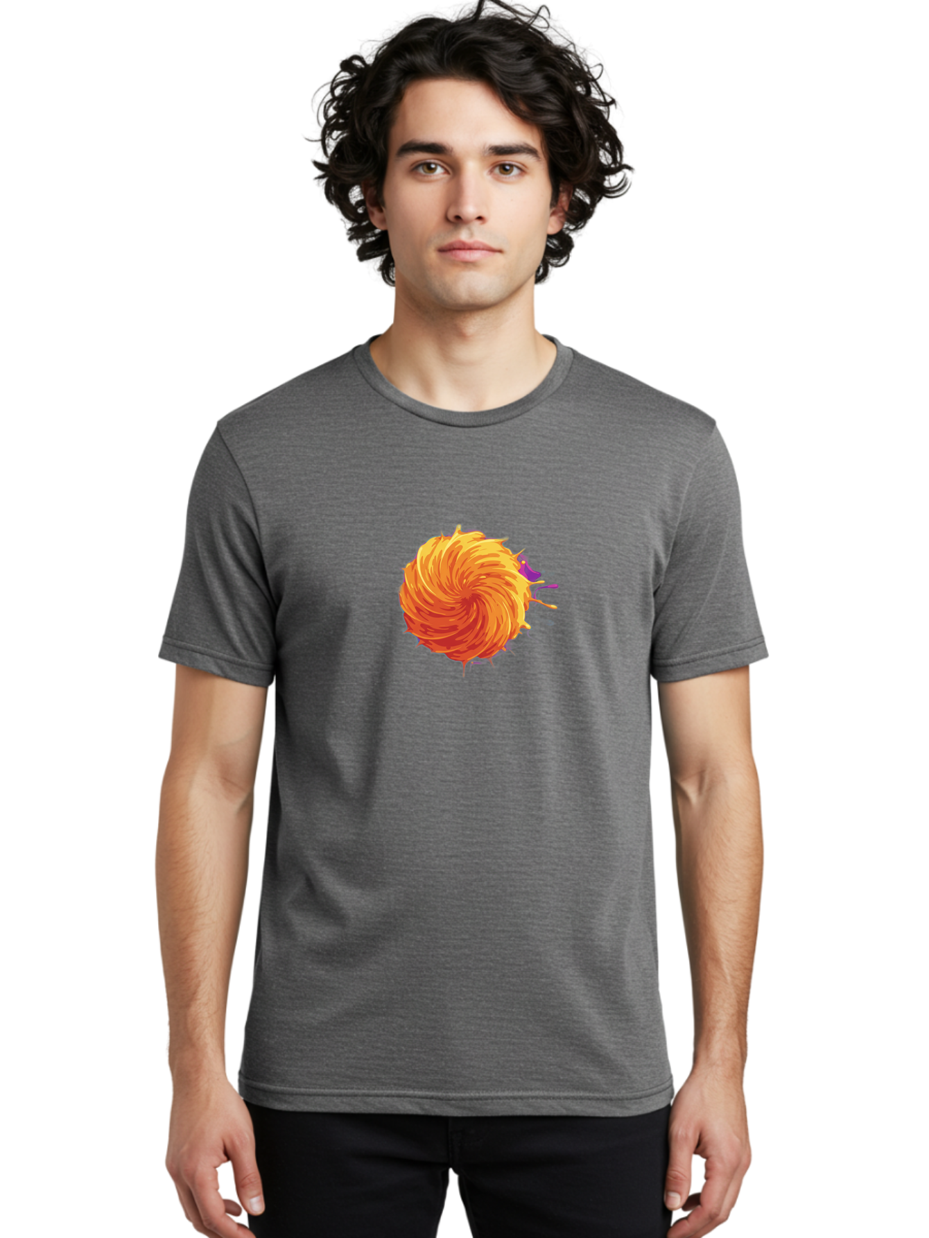 Paint-Splatter Men'S Graphic Tee, 100% Cotton, Comfortable Casual Summer Wear, Machine Washable, Orange Paint Splash, Vibrant Paint, Colorful Splatter, Artistic Expression, Creative Design, Abstract Art, Dynamic Movement Bab061 18