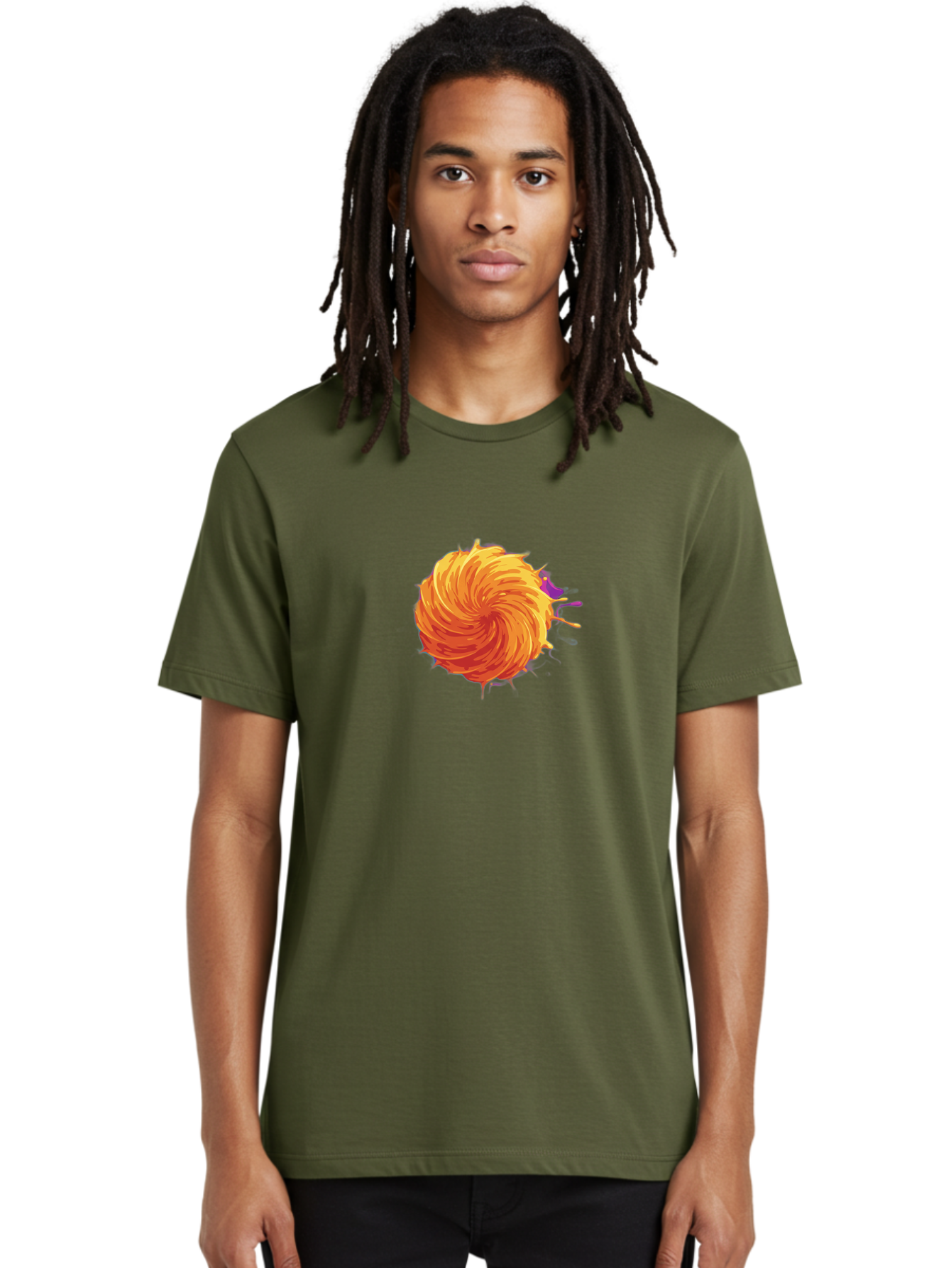 Paint-Splatter Men'S Graphic Tee, 100% Cotton, Comfortable Casual Summer Wear, Machine Washable, Orange Paint Splash, Vibrant Paint, Colorful Splatter, Artistic Expression, Creative Design, Abstract Art, Dynamic Movement Bab061 12