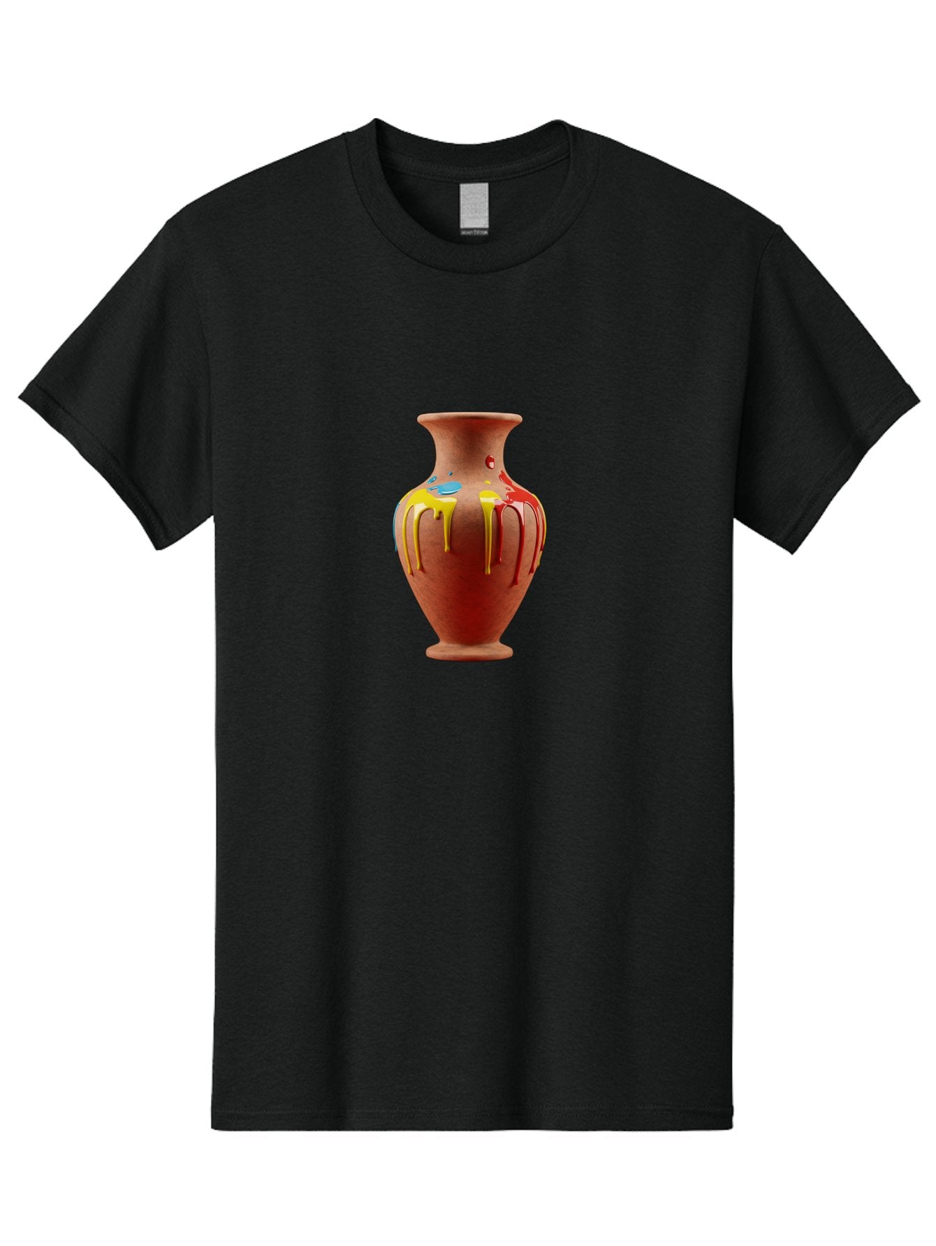 Painted-Clay-Pot Men'S Graphic Tee, 100% Cotton, Comfortable Casual Summer Wear, Machine Washable, Painted Clay Vase, Pottery Art, Colorful Drip Design, Artistic Expression, Vibrant Colors, Handmade Decor, Unique Pottery, Decorative Vase, Bab062 14