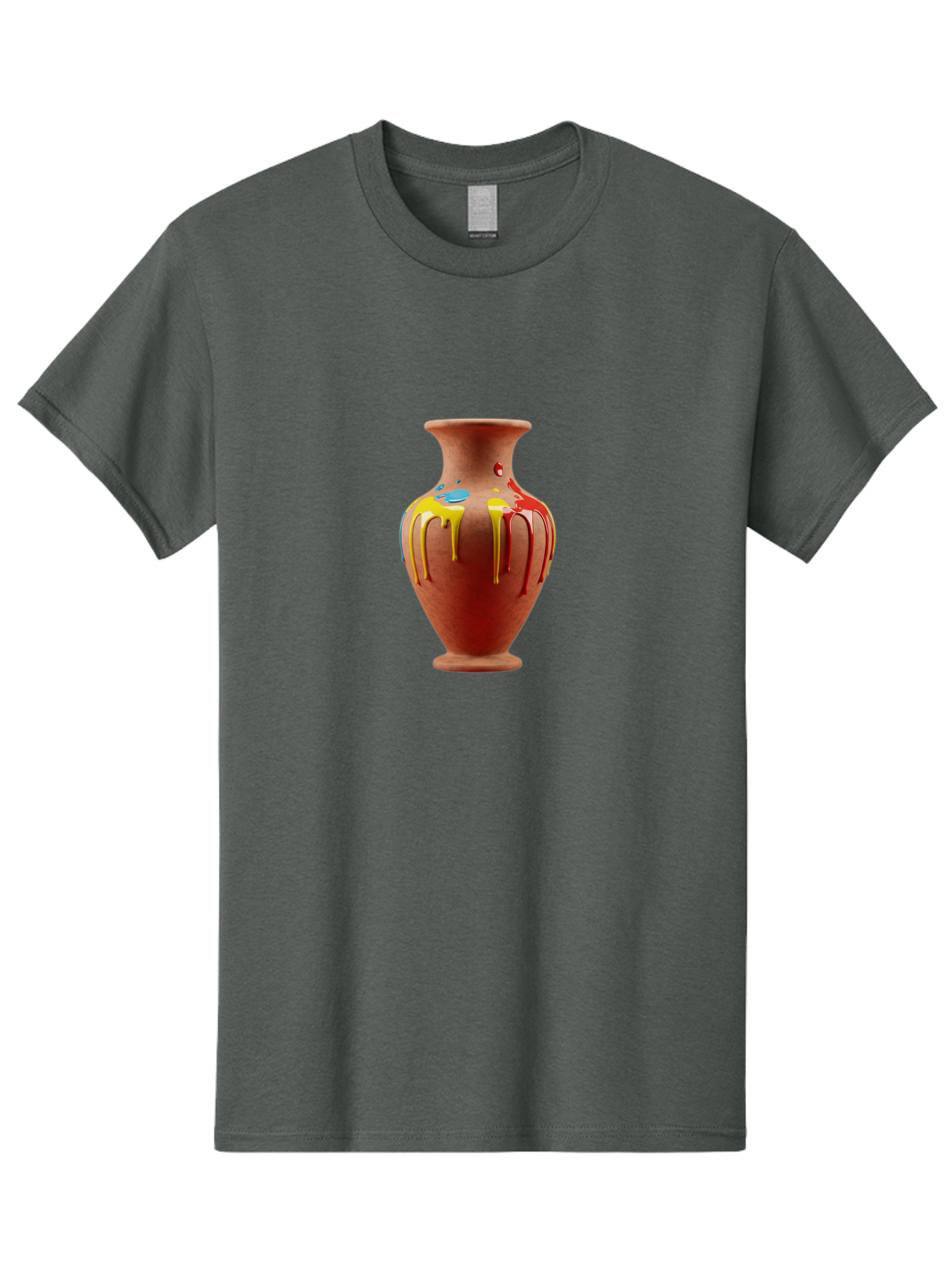 Painted-Clay-Pot Men'S Graphic Tee, 100% Cotton, Comfortable Casual Summer Wear, Machine Washable, Painted Clay Vase, Pottery Art, Colorful Drip Design, Artistic Expression, Vibrant Colors, Handmade Decor, Unique Pottery, Decorative Vase, Bab062 13