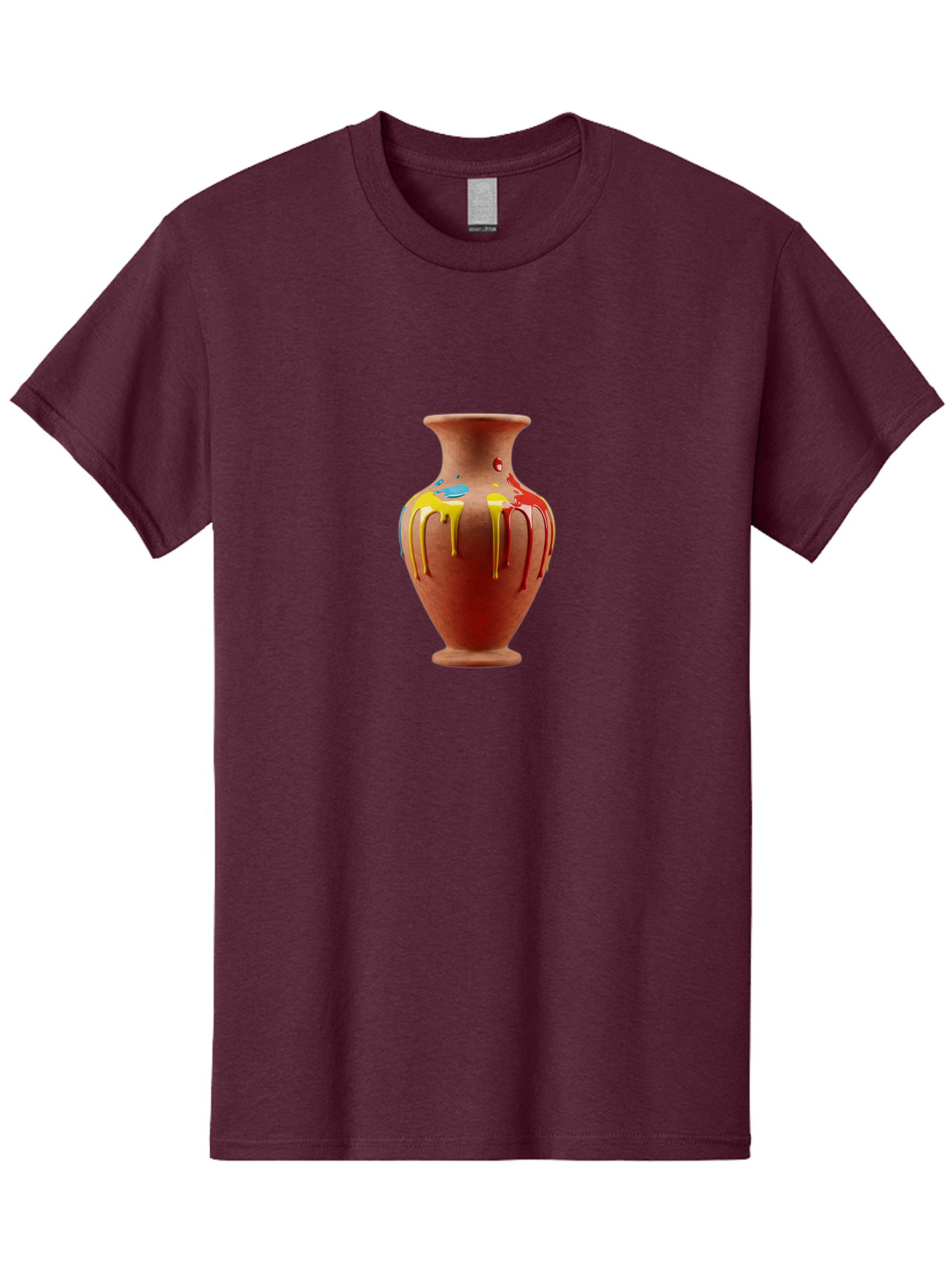 Painted-Clay-Pot Men'S Graphic Tee, 100% Cotton, Comfortable Casual Summer Wear, Machine Washable, Painted Clay Vase, Pottery Art, Colorful Drip Design, Artistic Expression, Vibrant Colors, Handmade Decor, Unique Pottery, Decorative Vase, Bab062 29