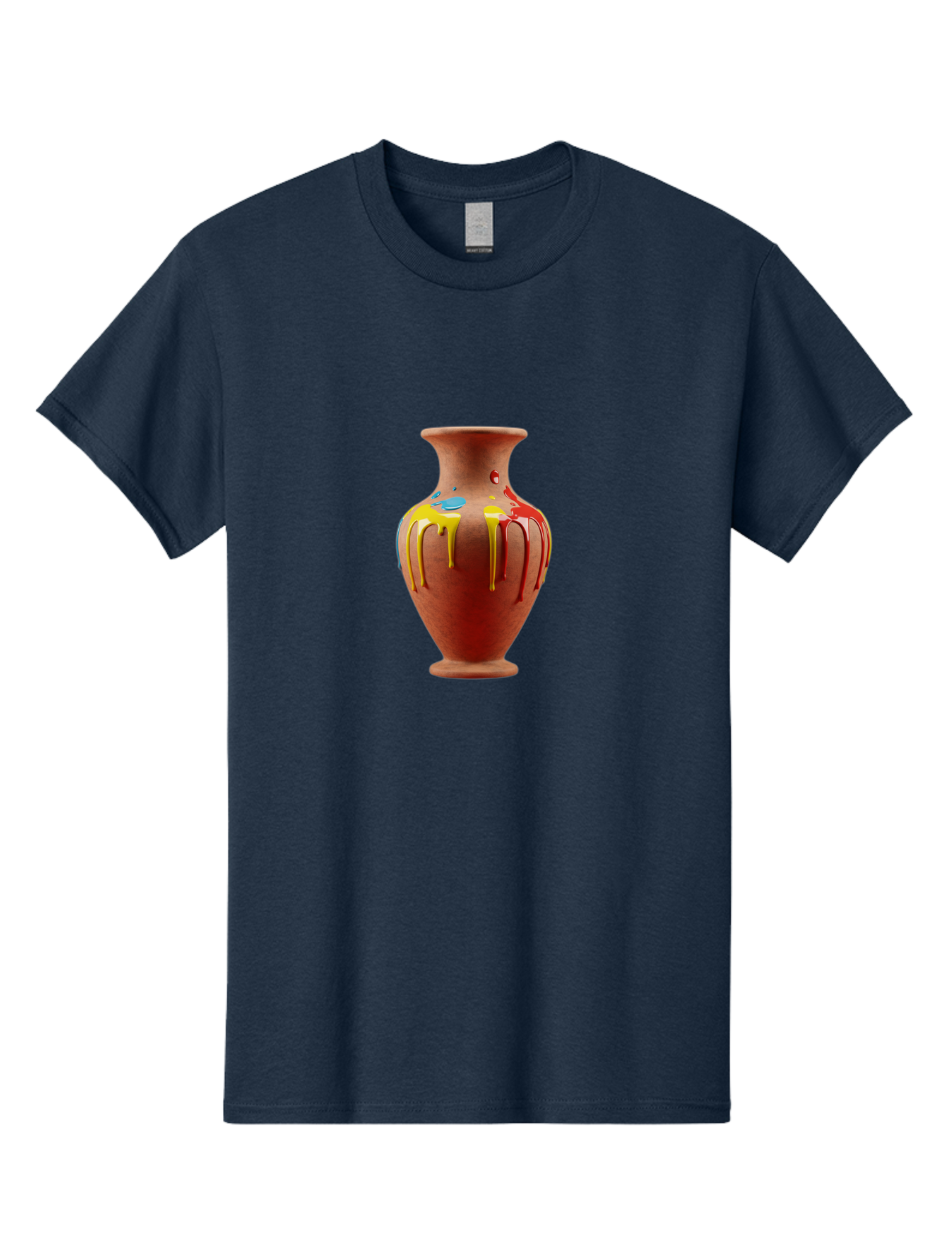 Painted-Clay-Pot Men'S Graphic Tee, 100% Cotton, Comfortable Casual Summer Wear, Machine Washable, Painted Clay Vase, Pottery Art, Colorful Drip Design, Artistic Expression, Vibrant Colors, Handmade Decor, Unique Pottery, Decorative Vase, Bab062 23