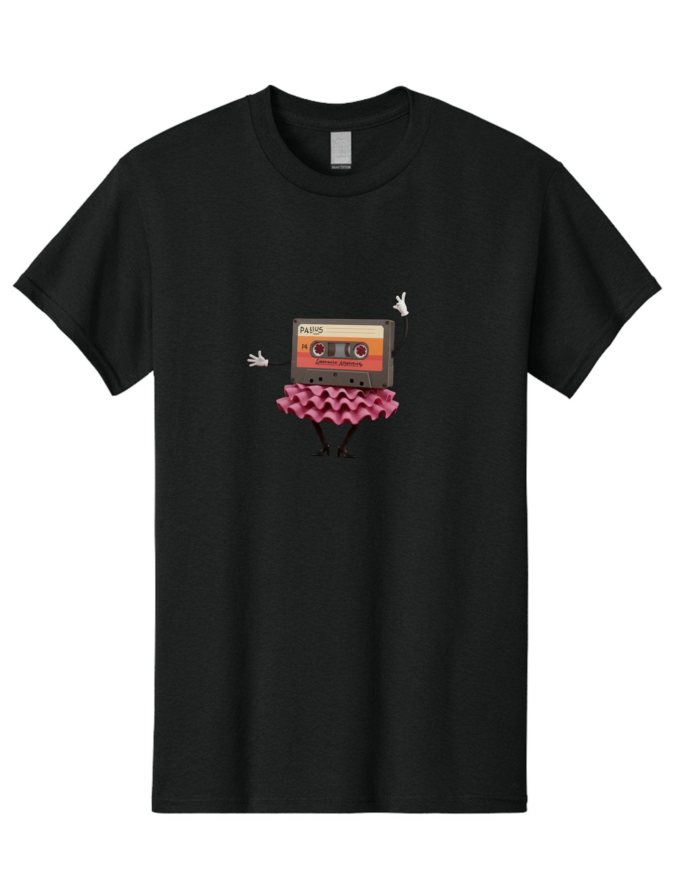 Pallus-Cassette Men'S Graphic Tee, 100% Cotton, Comfortable Casual Summer Wear, Machine Washable, Retro Cassette Tape, Feminine Twist, Dance Move, Ruffled Skirt, Nostalgic Charm, Fun, Quirky, Playful, Vintage Style, Mix Tape, Pallus Mix Tape, Bab064 8