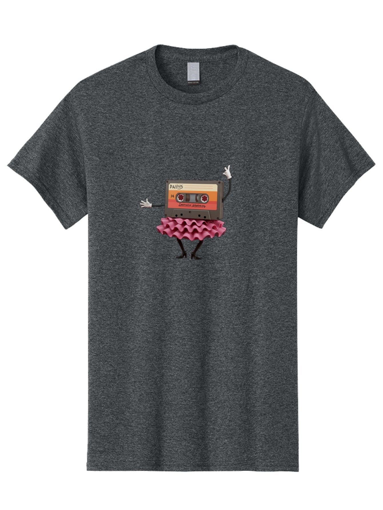Pallus-Cassette Men'S Graphic Tee, 100% Cotton, Comfortable Casual Summer Wear, Machine Washable, Retro Cassette Tape, Feminine Twist, Dance Move, Ruffled Skirt, Nostalgic Charm, Fun, Quirky, Playful, Vintage Style, Mix Tape, Pallus Mix Tape, Bab064 5