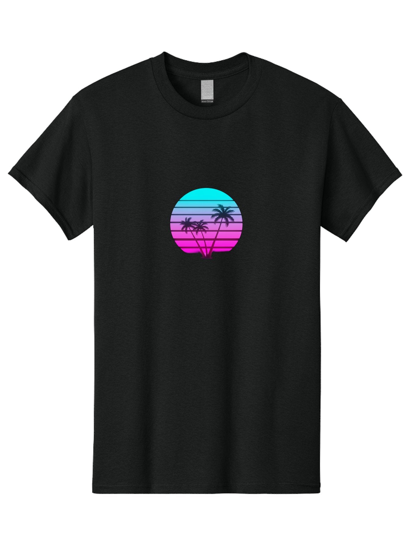 Palm-Trees Men'S Graphic Tee, 100% Cotton, Comfortable Casual Summer Wear, Machine Washable, Retro Futurism, Synthwave Aesthetic, Pastel Colors, Palm Trees, Gradient Effect, Vaporwave Style, 80S Vibe, Futuristic Landscape, Tropical Scene, Bab065 13
