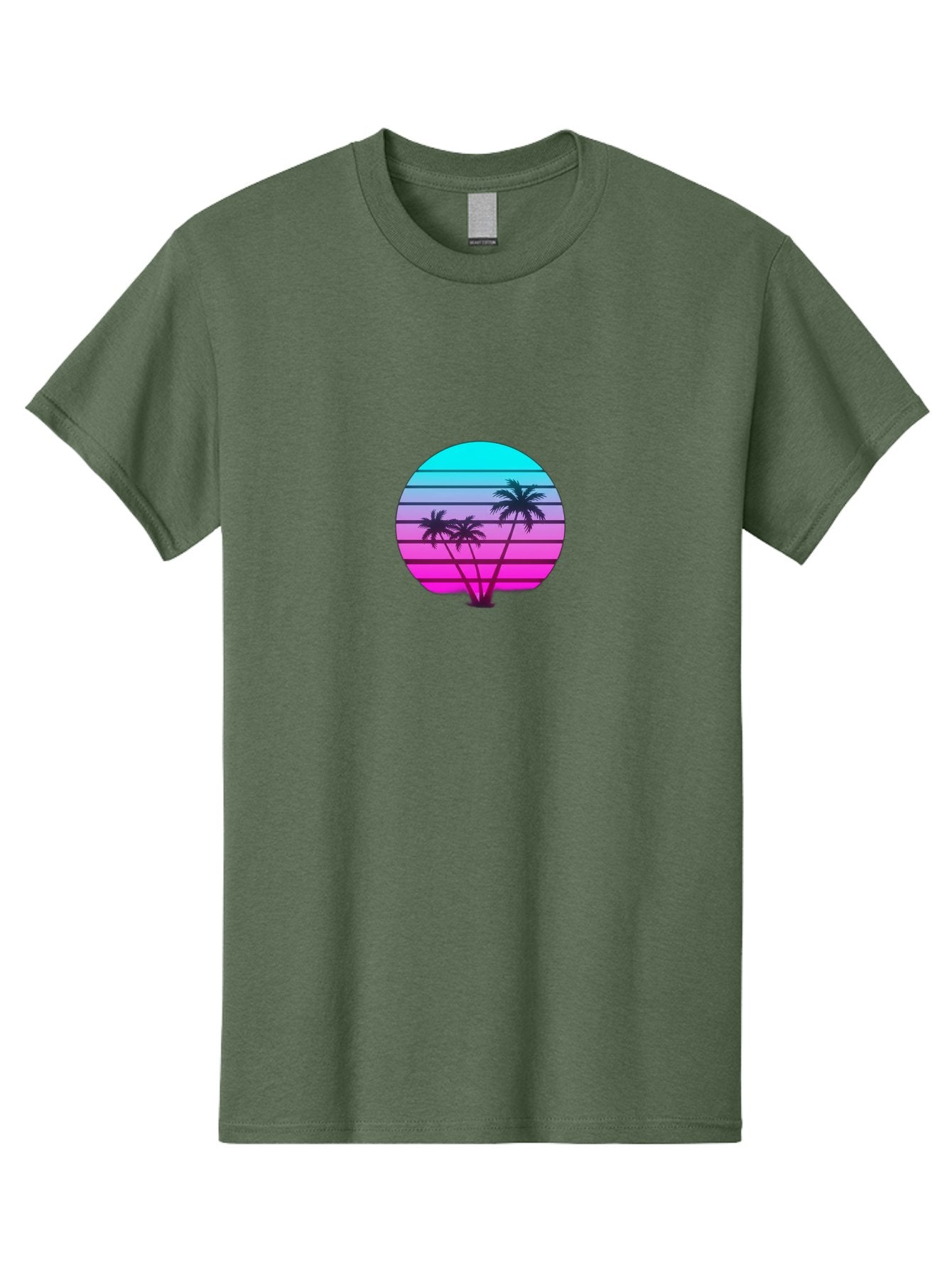 Palm-Trees Men'S Graphic Tee, 100% Cotton, Comfortable Casual Summer Wear, Machine Washable, Retro Futurism, Synthwave Aesthetic, Pastel Colors, Palm Trees, Gradient Effect, Vaporwave Style, 80S Vibe, Futuristic Landscape, Tropical Scene, Bab065 12
