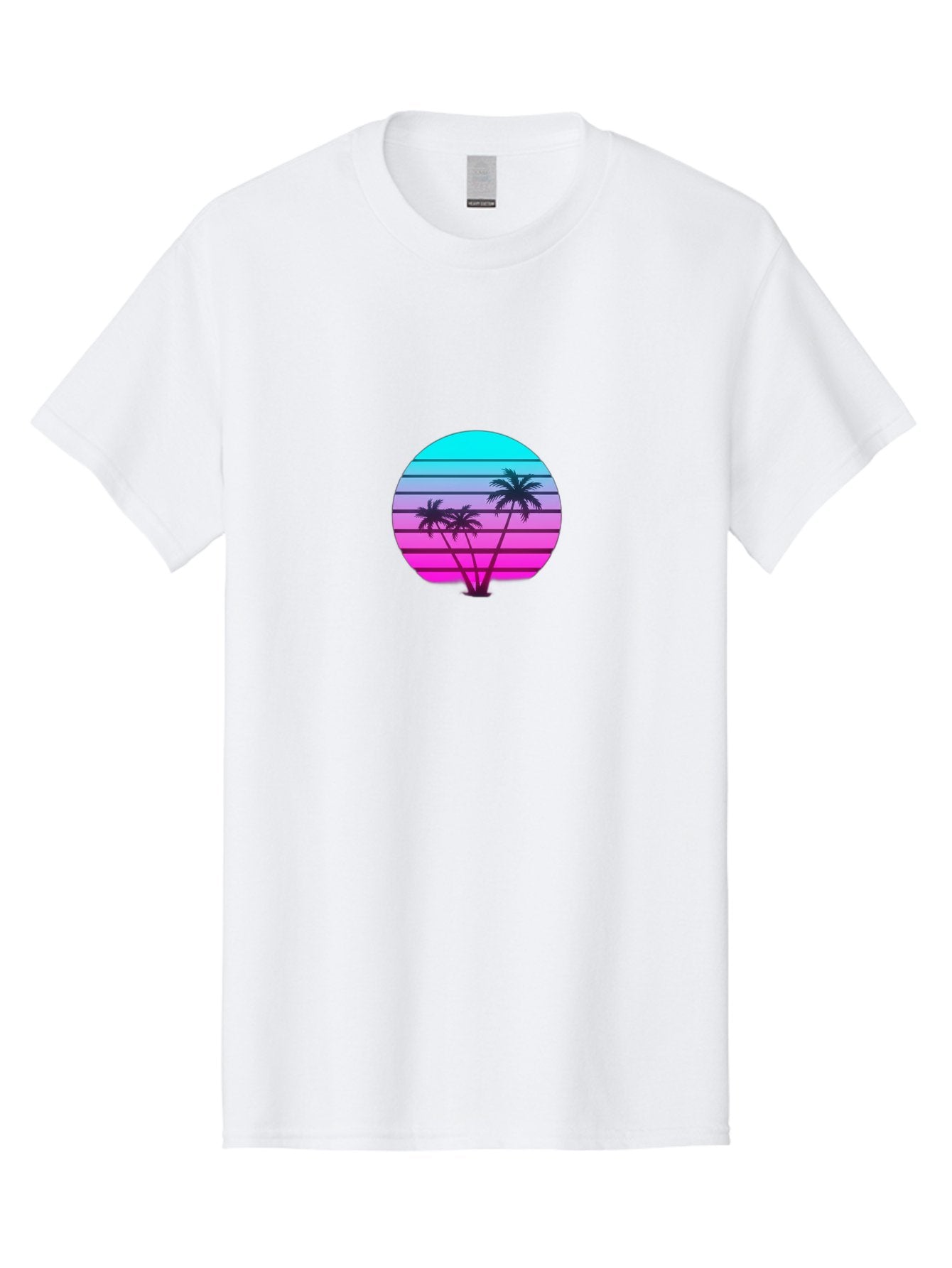 Palm-Trees Men'S Graphic Tee, 100% Cotton, Comfortable Casual Summer Wear, Machine Washable, Retro Futurism, Synthwave Aesthetic, Pastel Colors, Palm Trees, Gradient Effect, Vaporwave Style, 80S Vibe, Futuristic Landscape, Tropical Scene, Bab065 4