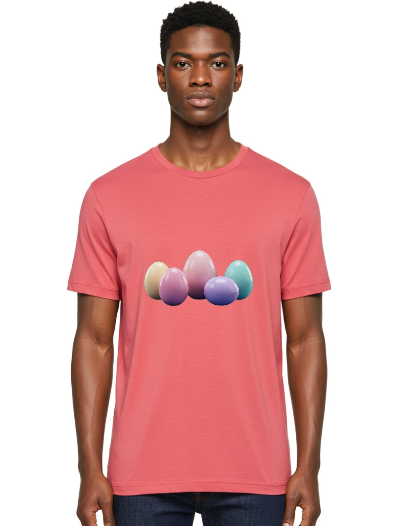 Pastel-Easter-Eggs Men'S Graphic Tee, 100% Cotton, Comfortable Casual Summer Wear, Machine Washable, Pastel Colored Eggs, Easter Eggs, Decorative Eggs, Shiny Eggs, Soft Colored Eggs, Egg Collection, Easter Decoration, Festive Eggs, Bab067 30