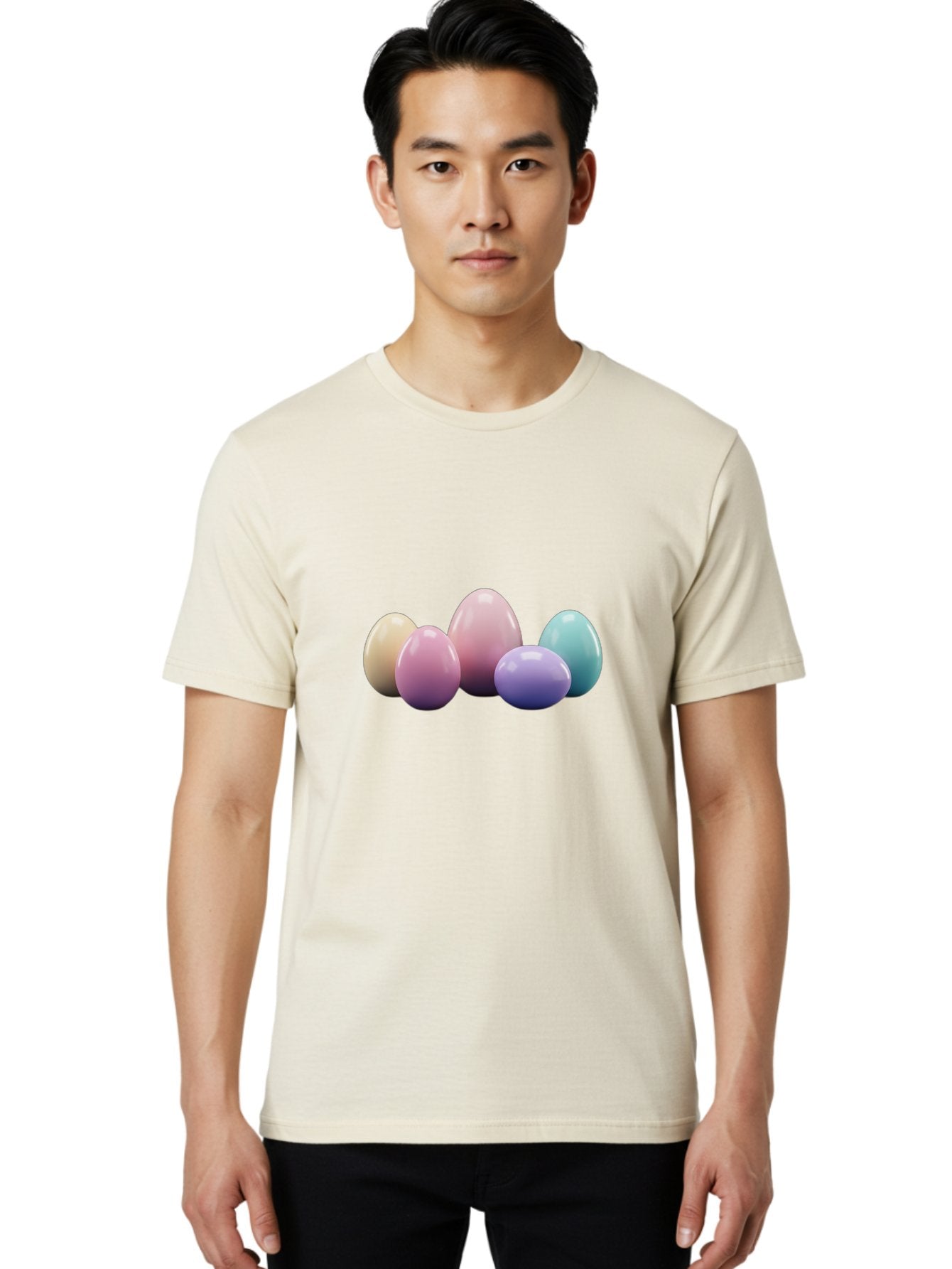 Pastel-Easter-Eggs Men'S Graphic Tee, 100% Cotton, Comfortable Casual Summer Wear, Machine Washable, Pastel Colored Eggs, Easter Eggs, Decorative Eggs, Shiny Eggs, Soft Colored Eggs, Egg Collection, Easter Decoration, Festive Eggs, Bab067 28