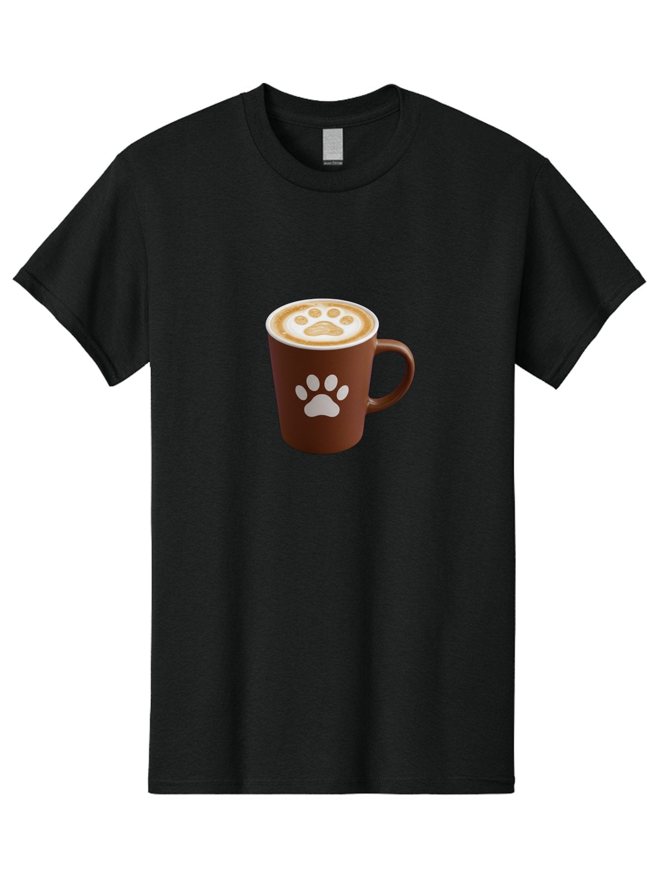 Paw-Print-Coffee-Cup Men'S Graphic Tee, 100% Cotton, Comfortable Casual Summer Wear, Machine Washable, Coffee Cup, Paw Print Design, Latte Art, Cappuccino, Pet Friendly Coffee, Animal Print, Coffee Lover Gift, Cat Paw Print, Dog Paw Print Bab069 9
