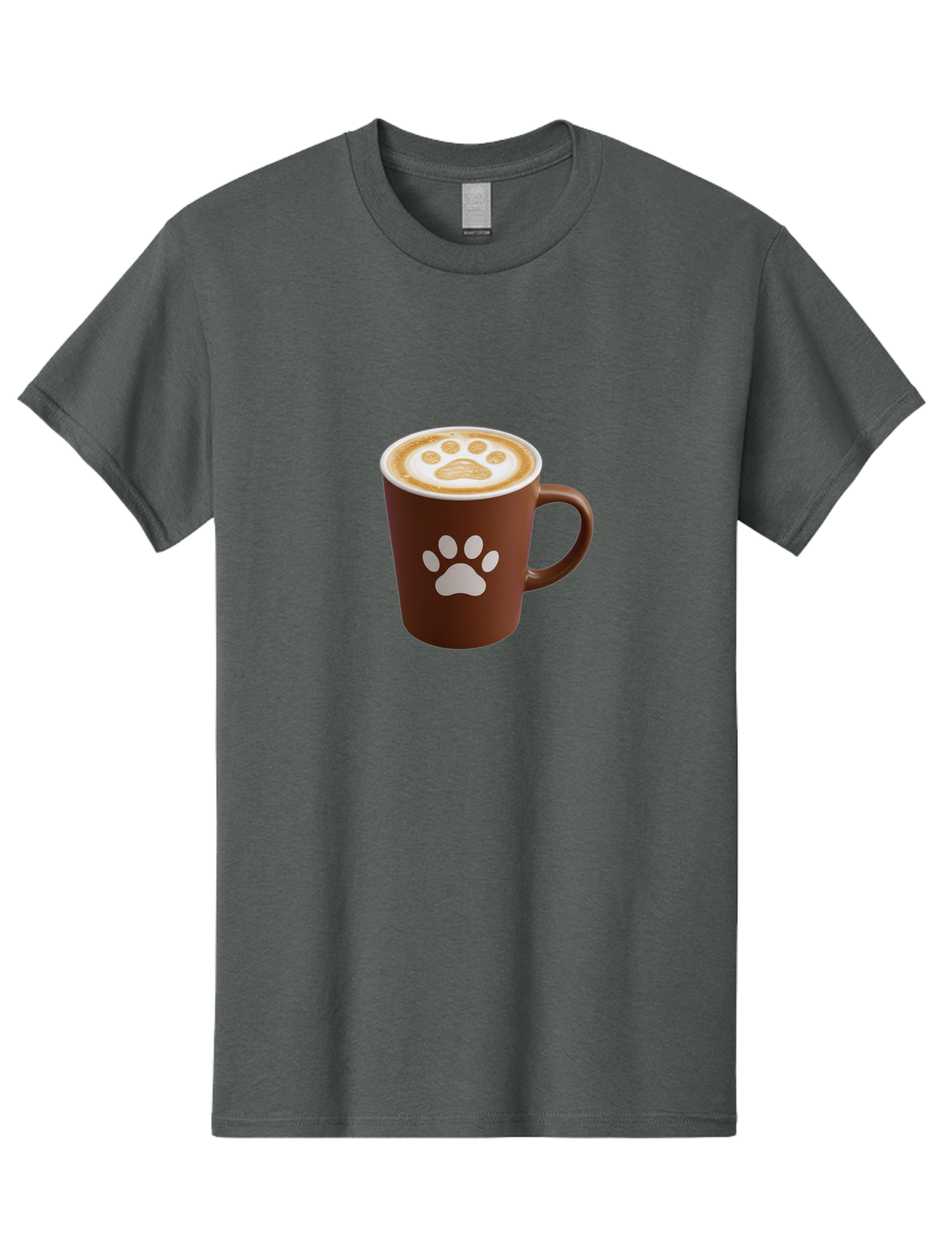 Paw-Print-Coffee-Cup Men'S Graphic Tee, 100% Cotton, Comfortable Casual Summer Wear, Machine Washable, Coffee Cup, Paw Print Design, Latte Art, Cappuccino, Pet Friendly Coffee, Animal Print, Coffee Lover Gift, Cat Paw Print, Dog Paw Print Bab069 21