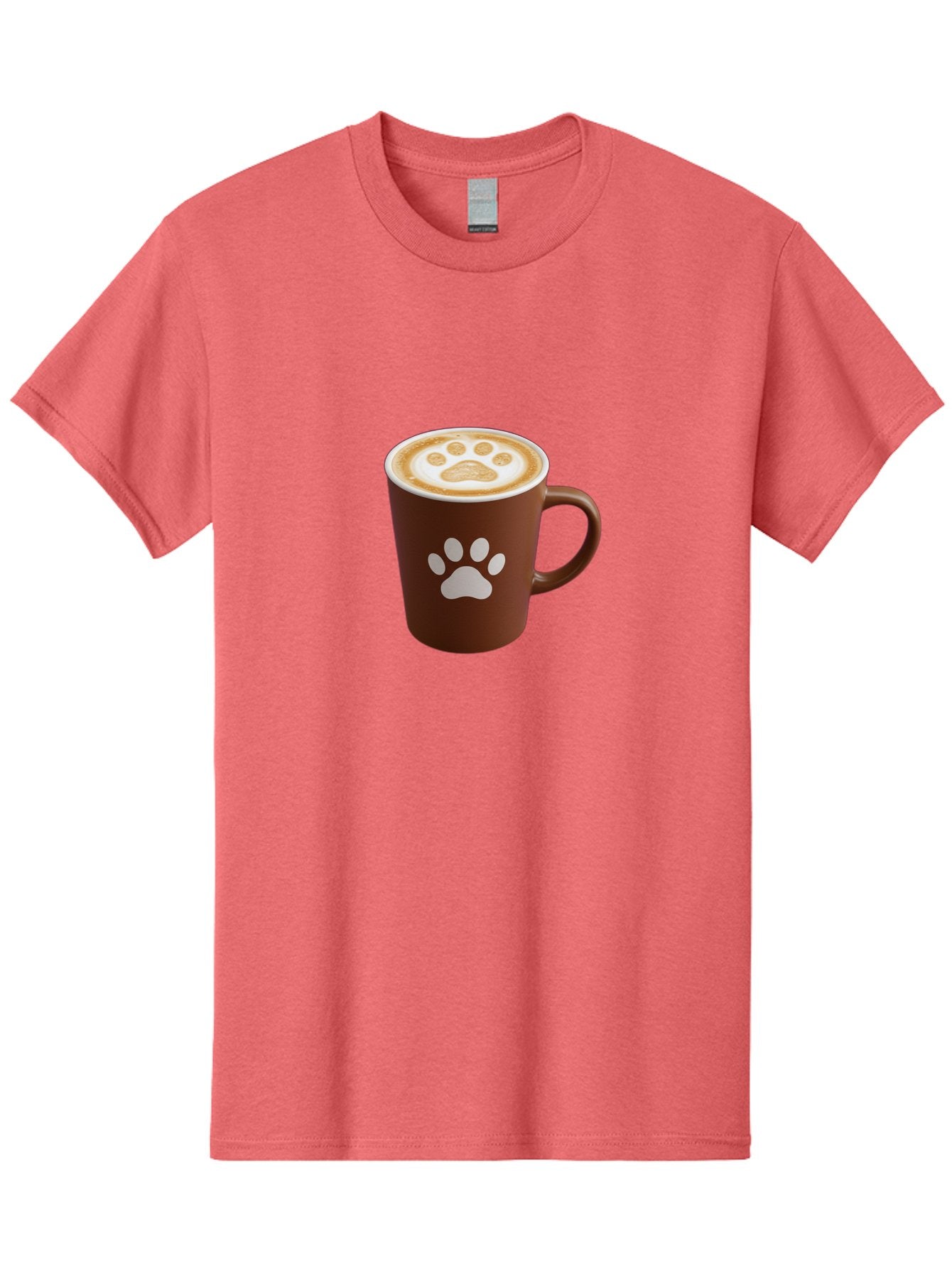 Paw-Print-Coffee-Cup Men'S Graphic Tee, 100% Cotton, Comfortable Casual Summer Wear, Machine Washable, Coffee Cup, Paw Print Design, Latte Art, Cappuccino, Pet Friendly Coffee, Animal Print, Coffee Lover Gift, Cat Paw Print, Dog Paw Print Bab069 15