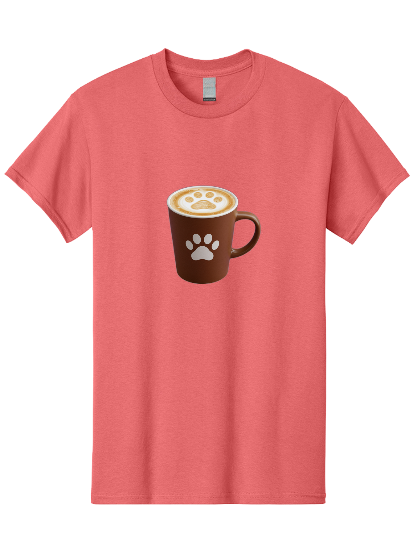 Paw-Print-Coffee-Cup Men'S Graphic Tee, 100% Cotton, Comfortable Casual Summer Wear, Machine Washable, Coffee Cup, Paw Print Design, Latte Art, Cappuccino, Pet Friendly Coffee, Animal Print, Coffee Lover Gift, Cat Paw Print, Dog Paw Print Bab069