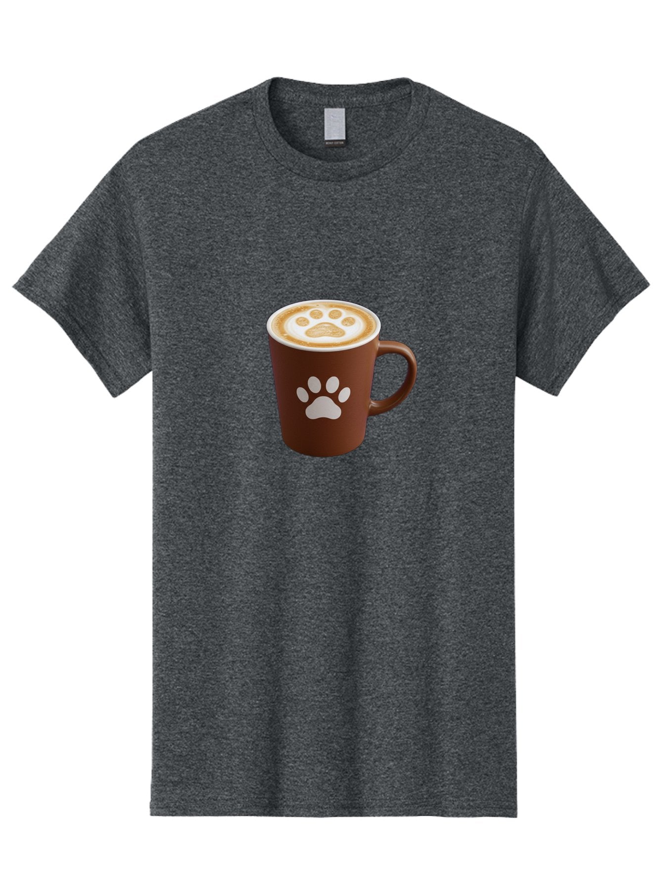 Paw-Print-Coffee-Cup Men'S Graphic Tee, 100% Cotton, Comfortable Casual Summer Wear, Machine Washable, Coffee Cup, Paw Print Design, Latte Art, Cappuccino, Pet Friendly Coffee, Animal Print, Coffee Lover Gift, Cat Paw Print, Dog Paw Print Bab069 11
