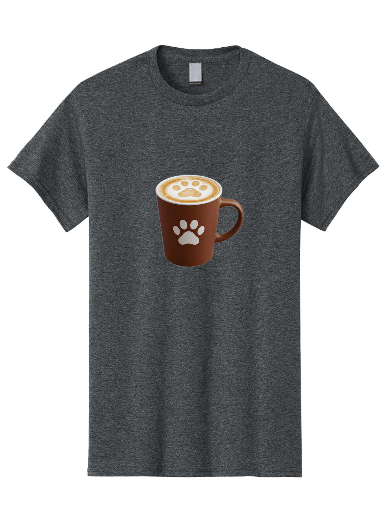 Paw-Print-Coffee-Cup Men'S Graphic Tee, 100% Cotton, Comfortable Casual Summer Wear, Machine Washable, Coffee Cup, Paw Print Design, Latte Art, Cappuccino, Pet Friendly Coffee, Animal Print, Coffee Lover Gift, Cat Paw Print, Dog Paw Print Bab069 7