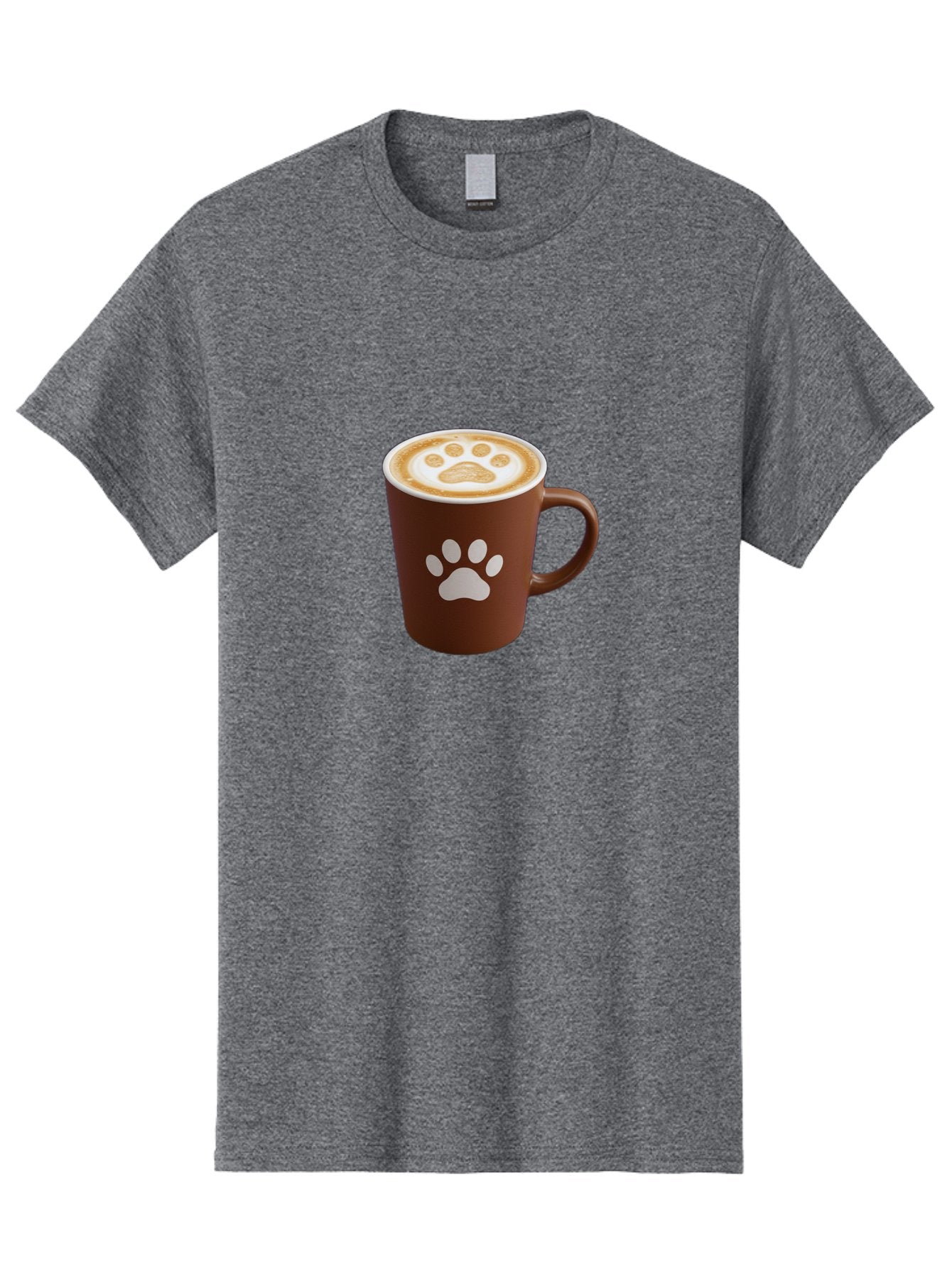 Paw-Print-Coffee-Cup Men'S Graphic Tee, 100% Cotton, Comfortable Casual Summer Wear, Machine Washable, Coffee Cup, Paw Print Design, Latte Art, Cappuccino, Pet Friendly Coffee, Animal Print, Coffee Lover Gift, Cat Paw Print, Dog Paw Print Bab069 7
