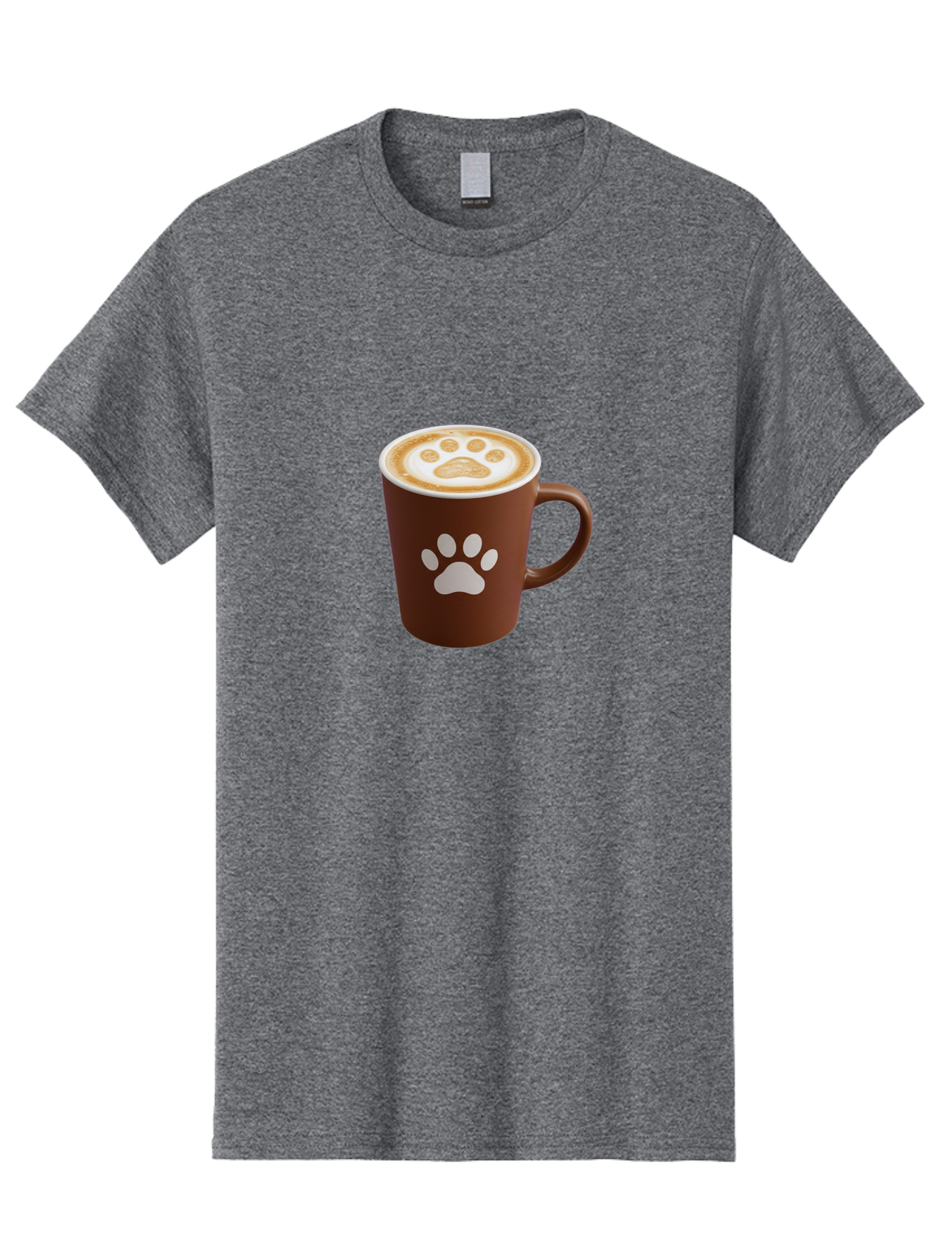 Paw-Print-Coffee-Cup Men'S Graphic Tee, 100% Cotton, Comfortable Casual Summer Wear, Machine Washable, Coffee Cup, Paw Print Design, Latte Art, Cappuccino, Pet Friendly Coffee, Animal Print, Coffee Lover Gift, Cat Paw Print, Dog Paw Print Bab069 25