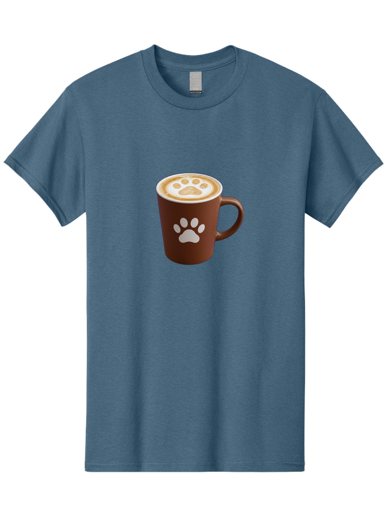 Paw-Print-Coffee-Cup Men'S Graphic Tee, 100% Cotton, Comfortable Casual Summer Wear, Machine Washable, Coffee Cup, Paw Print Design, Latte Art, Cappuccino, Pet Friendly Coffee, Animal Print, Coffee Lover Gift, Cat Paw Print, Dog Paw Print Bab069 14