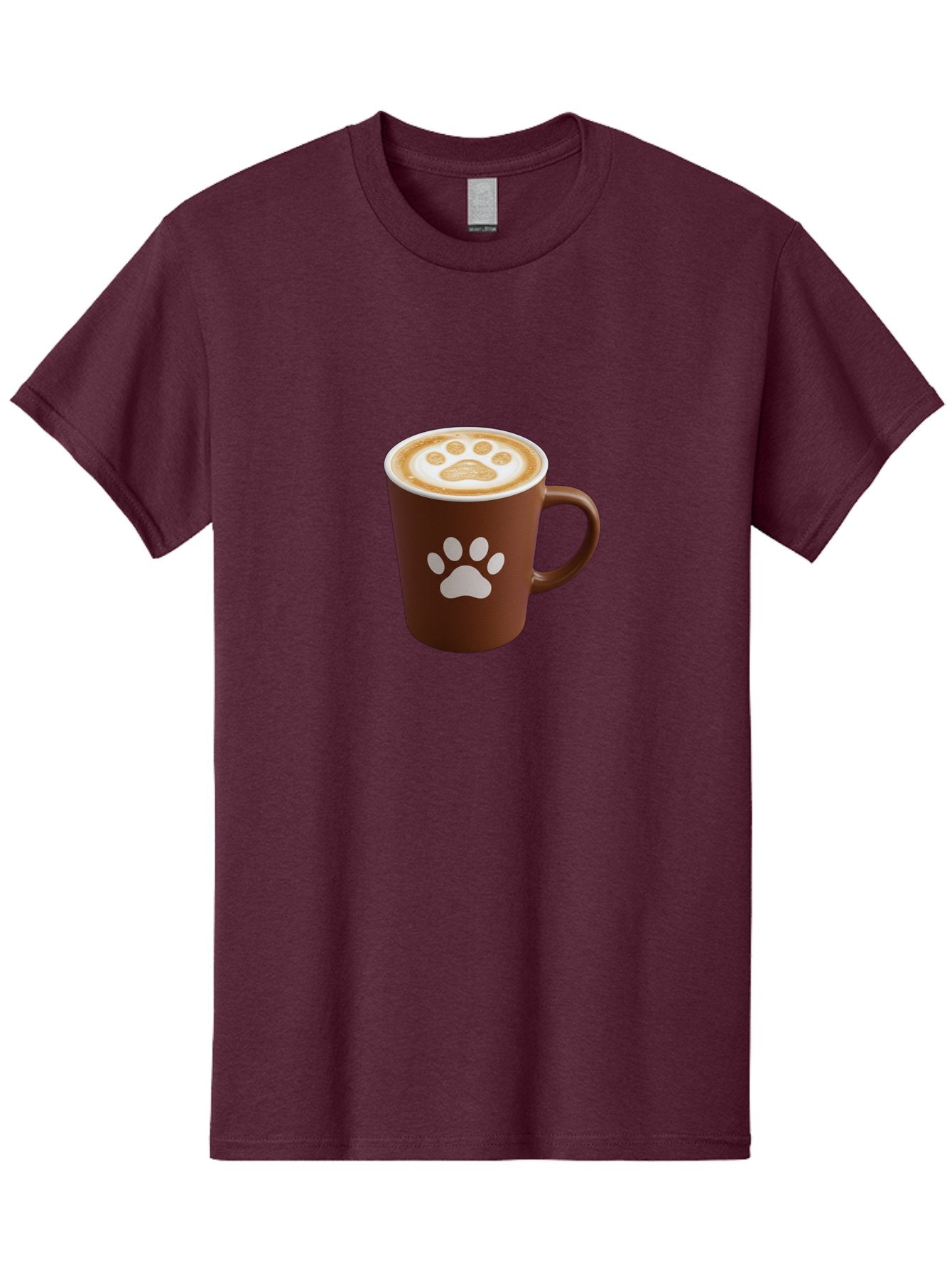 Paw-Print-Coffee-Cup Men'S Graphic Tee, 100% Cotton, Comfortable Casual Summer Wear, Machine Washable, Coffee Cup, Paw Print Design, Latte Art, Cappuccino, Pet Friendly Coffee, Animal Print, Coffee Lover Gift, Cat Paw Print, Dog Paw Print Bab069 3