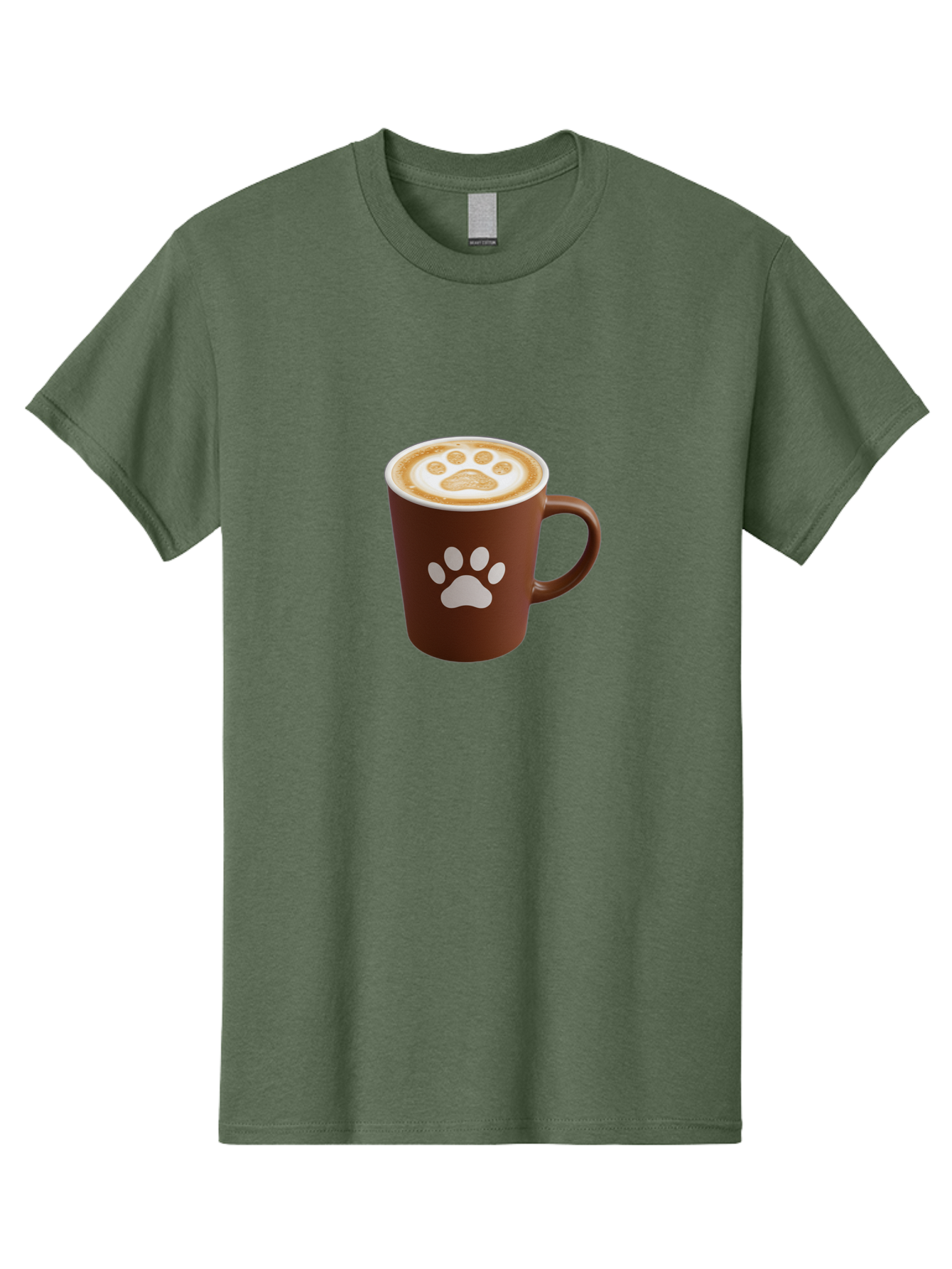 Paw-Print-Coffee-Cup Men'S Graphic Tee, 100% Cotton, Comfortable Casual Summer Wear, Machine Washable, Coffee Cup, Paw Print Design, Latte Art, Cappuccino, Pet Friendly Coffee, Animal Print, Coffee Lover Gift, Cat Paw Print, Dog Paw Print Bab069 5
