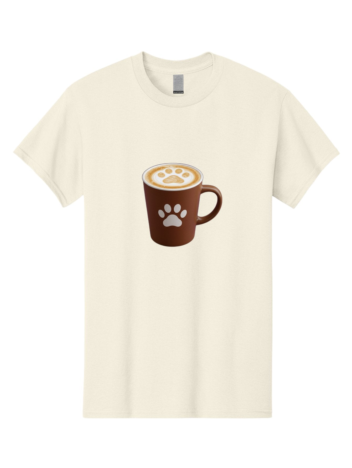 Paw-Print-Coffee-Cup Men'S Graphic Tee, 100% Cotton, Comfortable Casual Summer Wear, Machine Washable, Coffee Cup, Paw Print Design, Latte Art, Cappuccino, Pet Friendly Coffee, Animal Print, Coffee Lover Gift, Cat Paw Print, Dog Paw Print Bab069 8