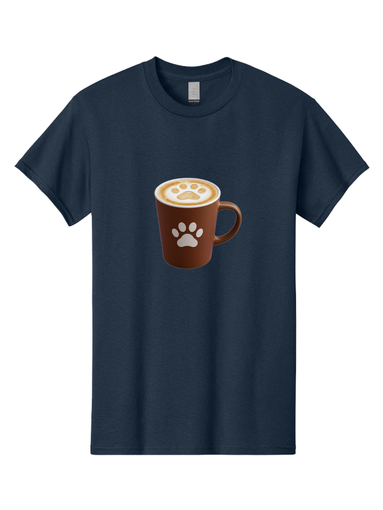 Paw-Print-Coffee-Cup Men'S Graphic Tee, 100% Cotton, Comfortable Casual Summer Wear, Machine Washable, Coffee Cup, Paw Print Design, Latte Art, Cappuccino, Pet Friendly Coffee, Animal Print, Coffee Lover Gift, Cat Paw Print, Dog Paw Print Bab069 19