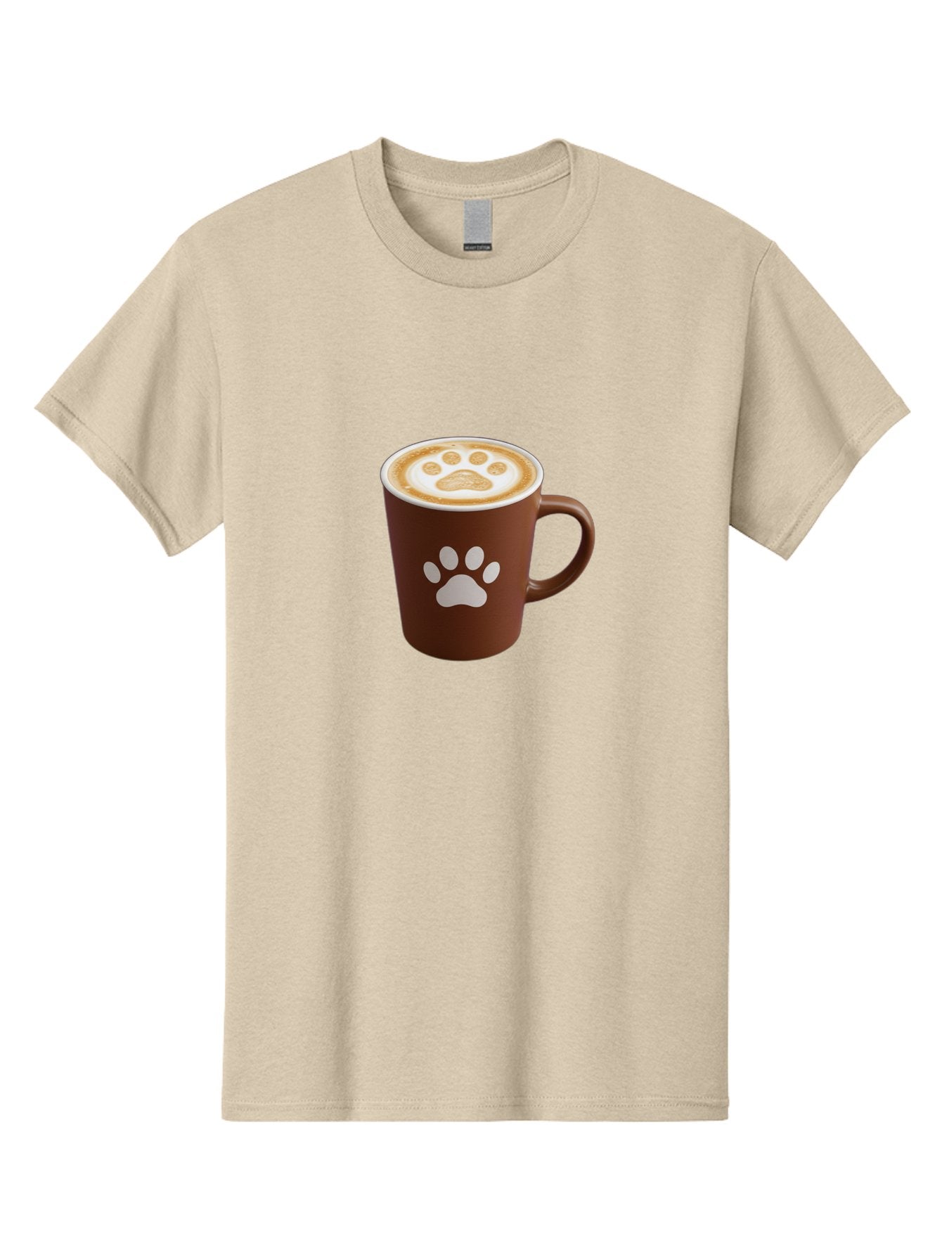 Paw-Print-Coffee-Cup Men'S Graphic Tee, 100% Cotton, Comfortable Casual Summer Wear, Machine Washable, Coffee Cup, Paw Print Design, Latte Art, Cappuccino, Pet Friendly Coffee, Animal Print, Coffee Lover Gift, Cat Paw Print, Dog Paw Print Bab069 6