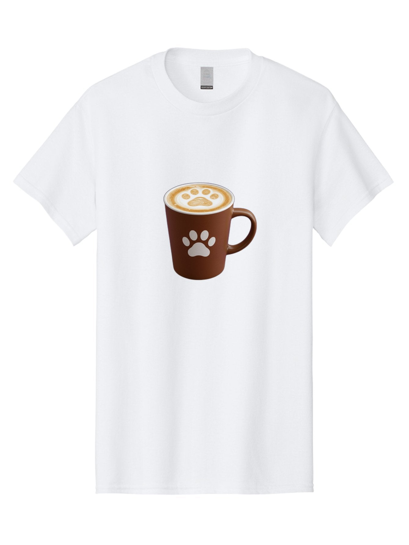 Paw-Print-Coffee-Cup Men'S Graphic Tee, 100% Cotton, Comfortable Casual Summer Wear, Machine Washable, Coffee Cup, Paw Print Design, Latte Art, Cappuccino, Pet Friendly Coffee, Animal Print, Coffee Lover Gift, Cat Paw Print, Dog Paw Print Bab069 4