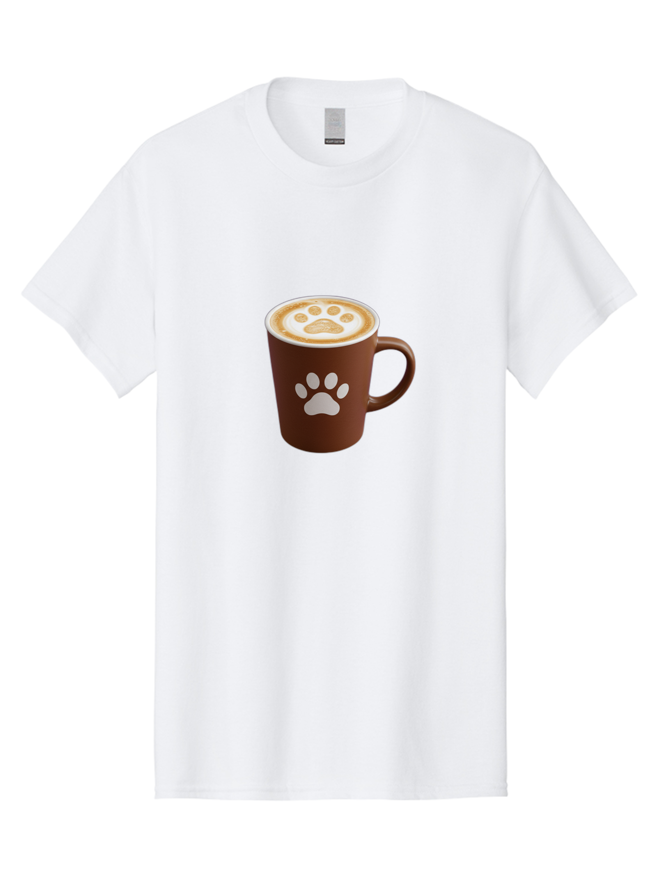 Paw-Print-Coffee-Cup Men'S Graphic Tee, 100% Cotton, Comfortable Casual Summer Wear, Machine Washable, Coffee Cup, Paw Print Design, Latte Art, Cappuccino, Pet Friendly Coffee, Animal Print, Coffee Lover Gift, Cat Paw Print, Dog Paw Print Bab069 23