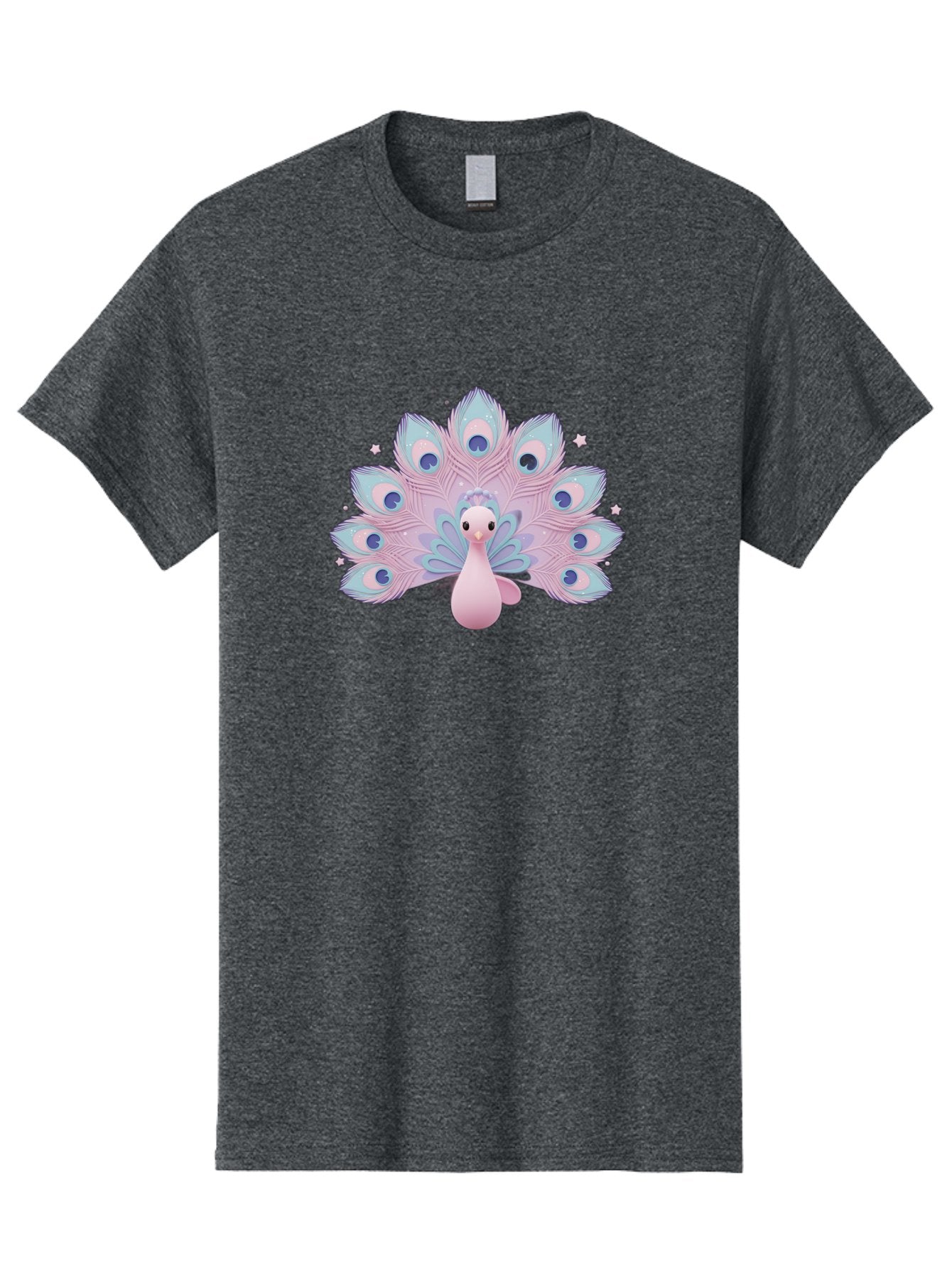 Peacock-1 Men'S Graphic Tee, 100% Cotton, Comfortable Casual Summer Wear, Machine Washable, Cartoon Peacock, Pink Peacock, Blue Feathers, Fantasy Bird, Majestic Plumage, Vibrant Colors, Pastel Hues, Whimsical Design, Stylized Artwork, Bab070 15
