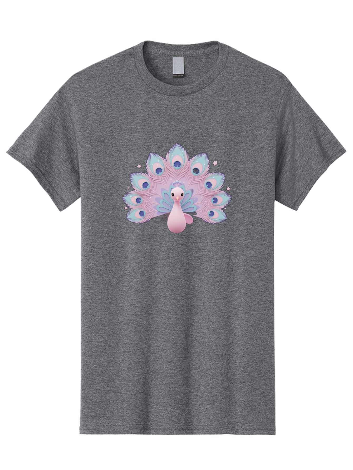 Peacock-1 Men'S Graphic Tee, 100% Cotton, Comfortable Casual Summer Wear, Machine Washable, Cartoon Peacock, Pink Peacock, Blue Feathers, Fantasy Bird, Majestic Plumage, Vibrant Colors, Pastel Hues, Whimsical Design, Stylized Artwork, Bab070 4